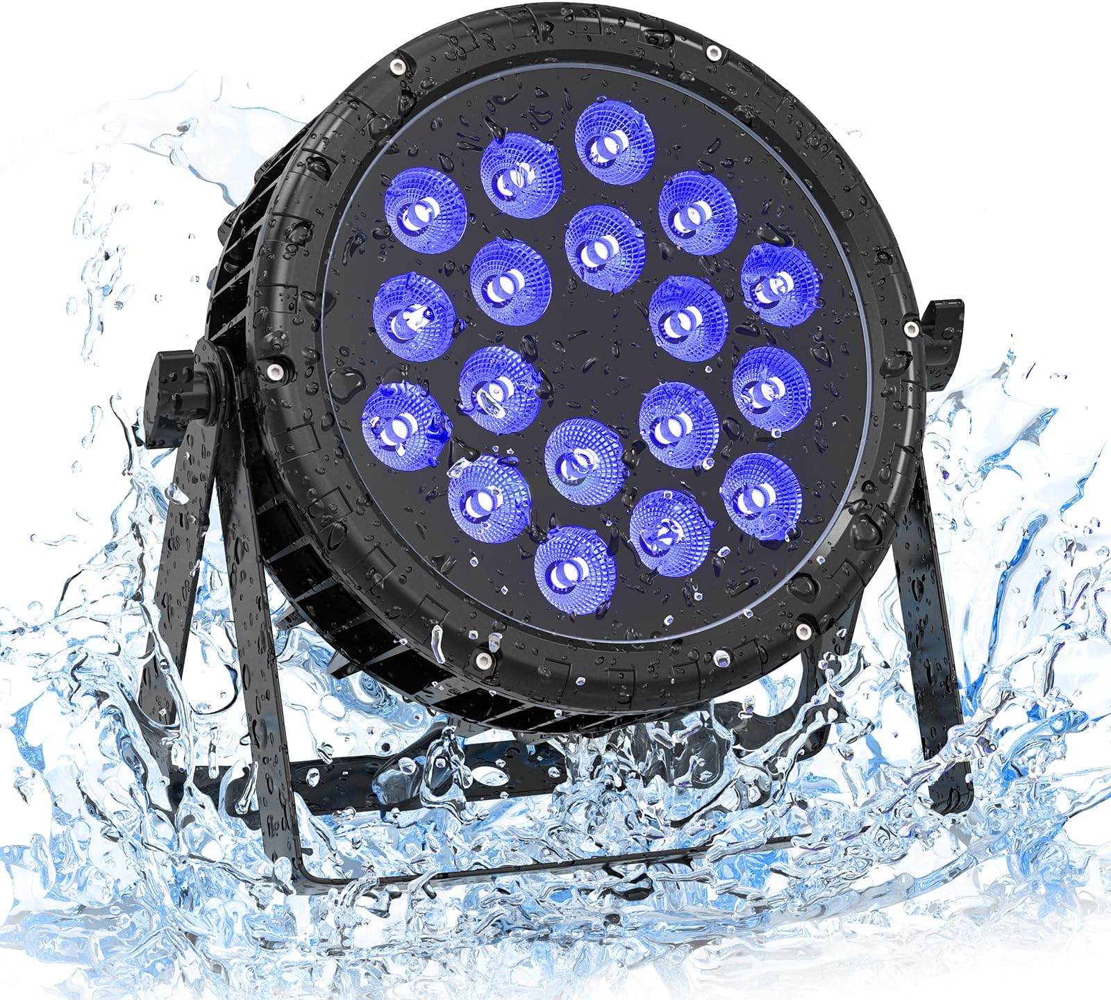 DMX Stage Lights RGBW 4in1 LED Par Light Super Bright 18X18W IP67 Waterproof Sound Activated Auto Play Uplights for Outdoor Wedding Birthday Holiday Music Show Dance Party Stage Lighting (1 Pack)