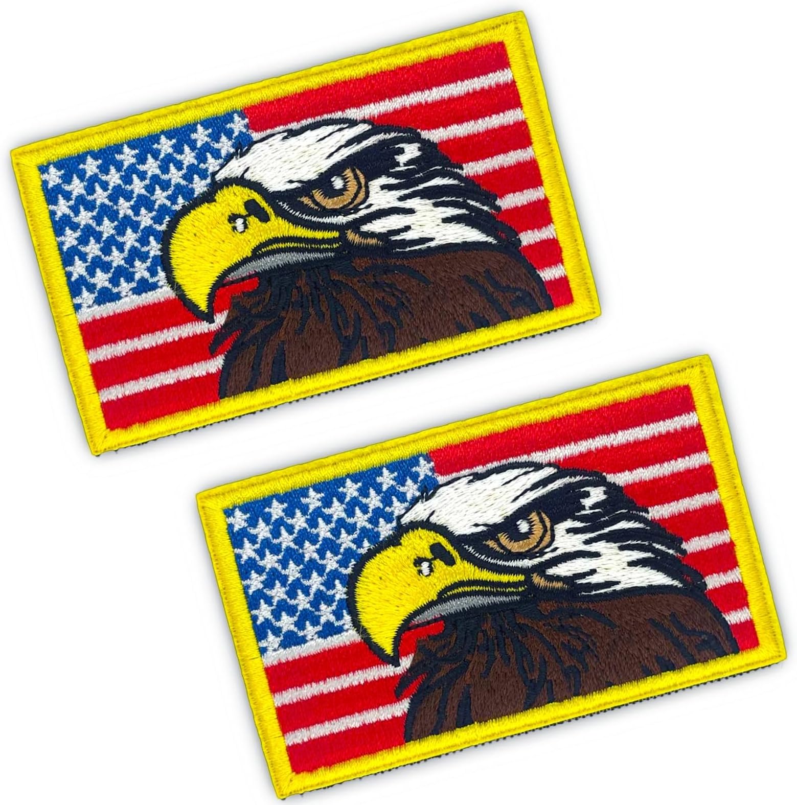 American Eagle Flag Patch, 2 PCS US Flags Hook and Loop Jeans Patches, Military Tactical Patriotic Embroidered Novelty Sew On/Iron On Patches for Backpacks, Jeans, Jackets, Hats & Clothes.