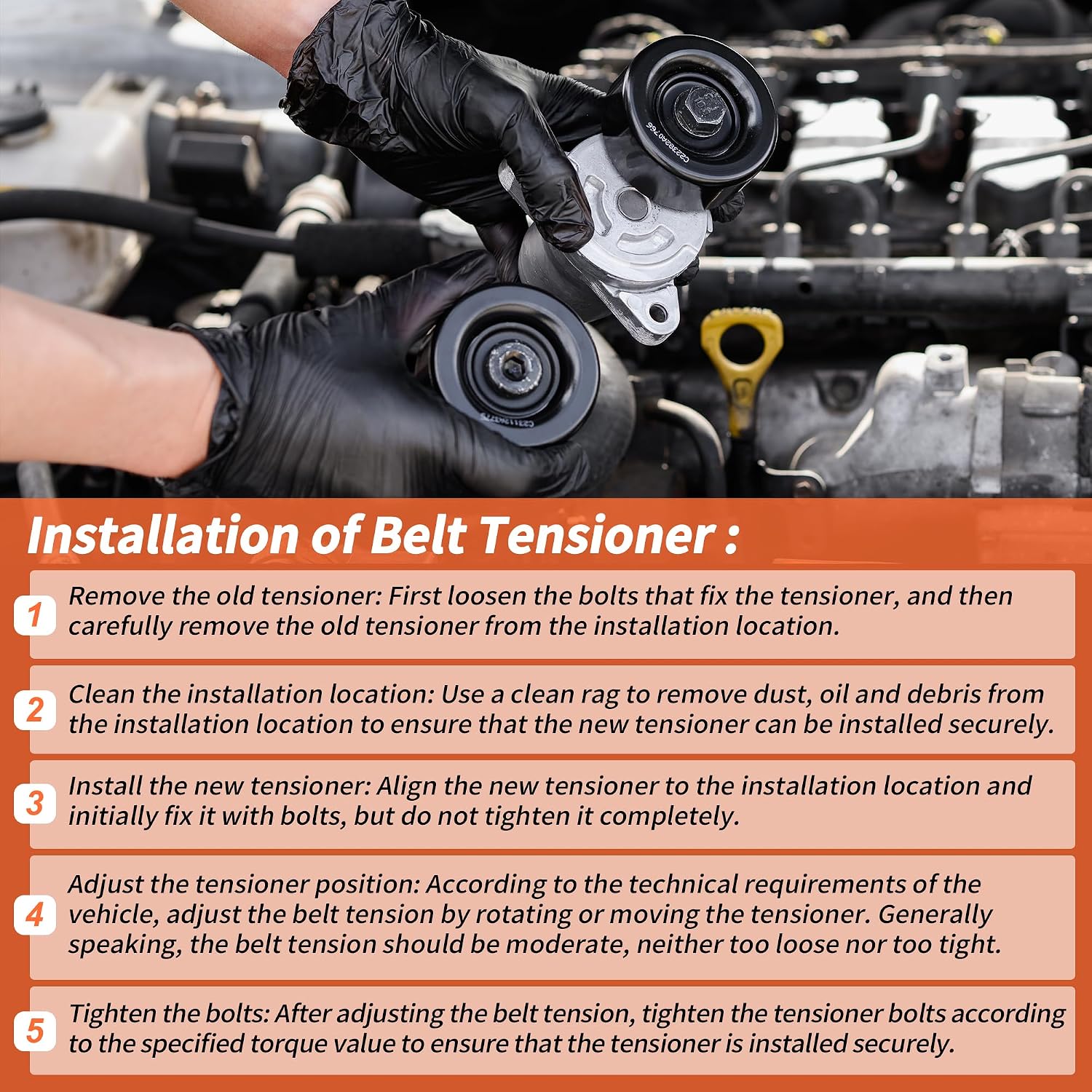 1 Set Drive Belt Tensioner Kit for Chrysler 300 V6 3.6L 2014-2022 Serpentine Belt Drive Kit with Tensioner 7B0903315C