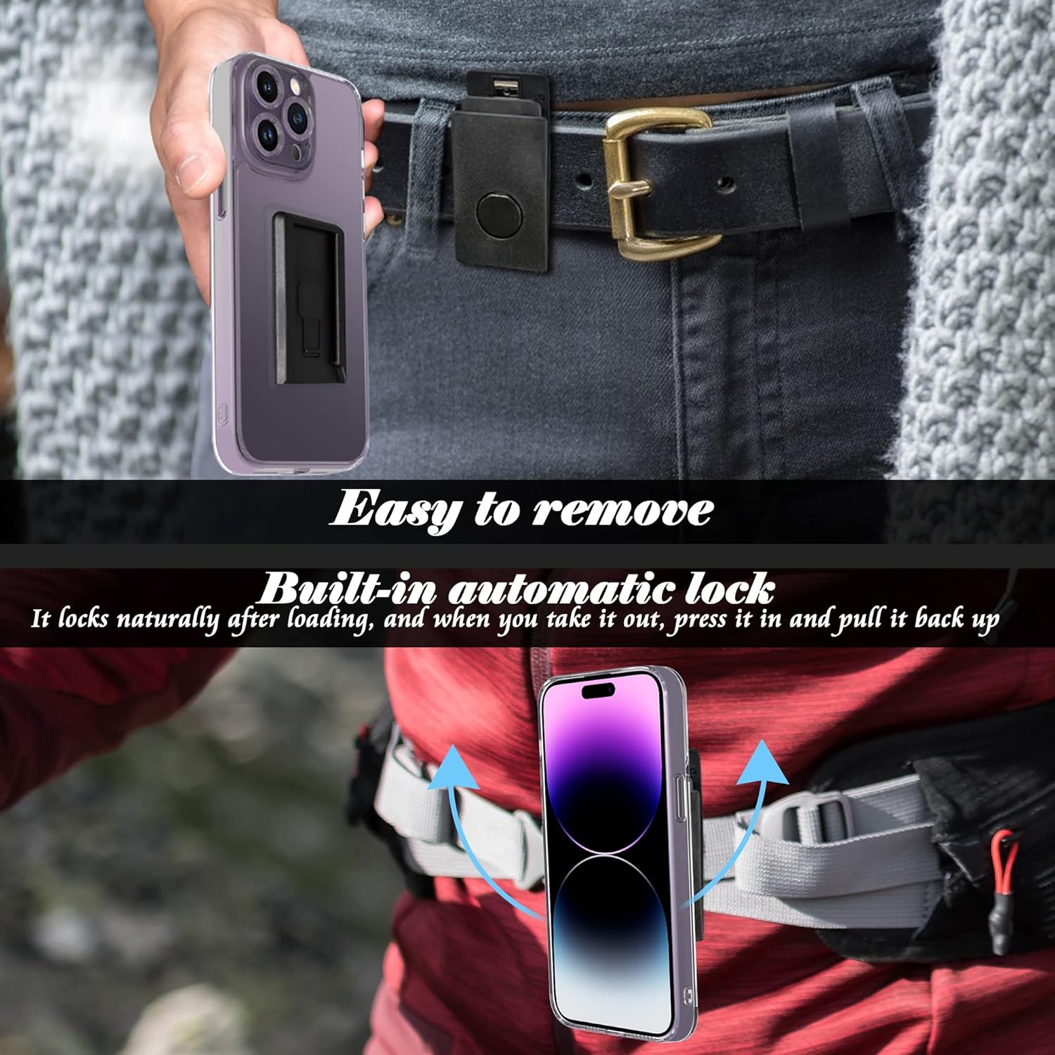 Orzero Belt Clip Cell Phone Holder Compatible for iPhone 17/16/15/14 Series/Samsung Galaxy Z Fold 7/6/5/4/Z Flip Series/Galaxy S25 Series Adhesive Belt Clip Phone Holster - Image 6