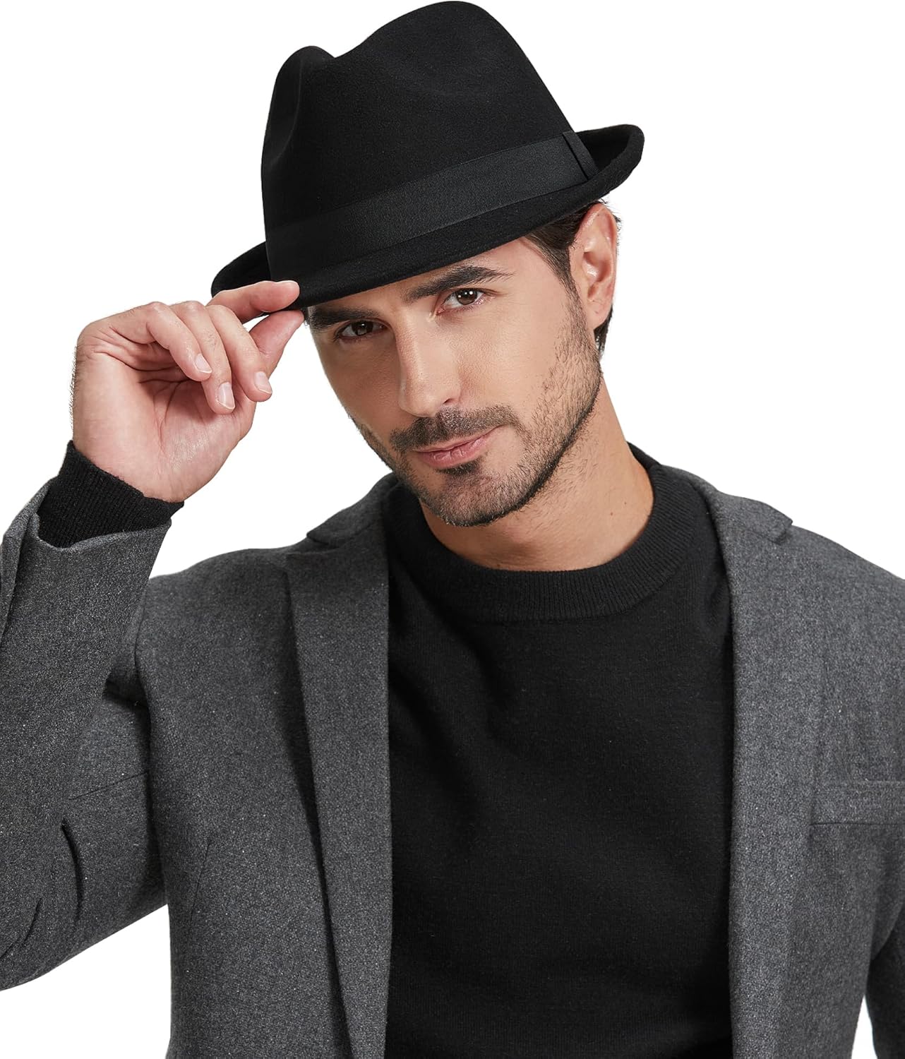 Zylioo Multi Size Felt Fedora Hat, Adjustable Short Brim Trilby Hats for Men and Women, Roll Up Dress Hat with Ribbon - Image 5