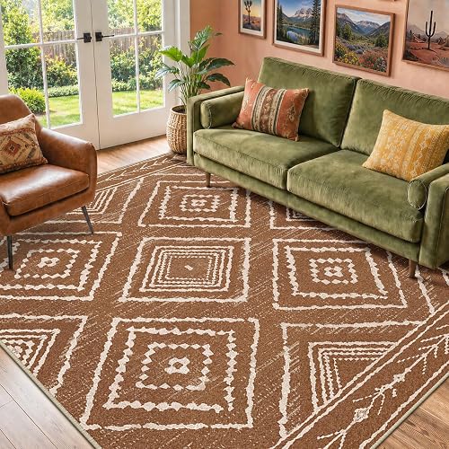 5'x7' Washable Area Rug for Living Room Bedroom Yellowbrown |