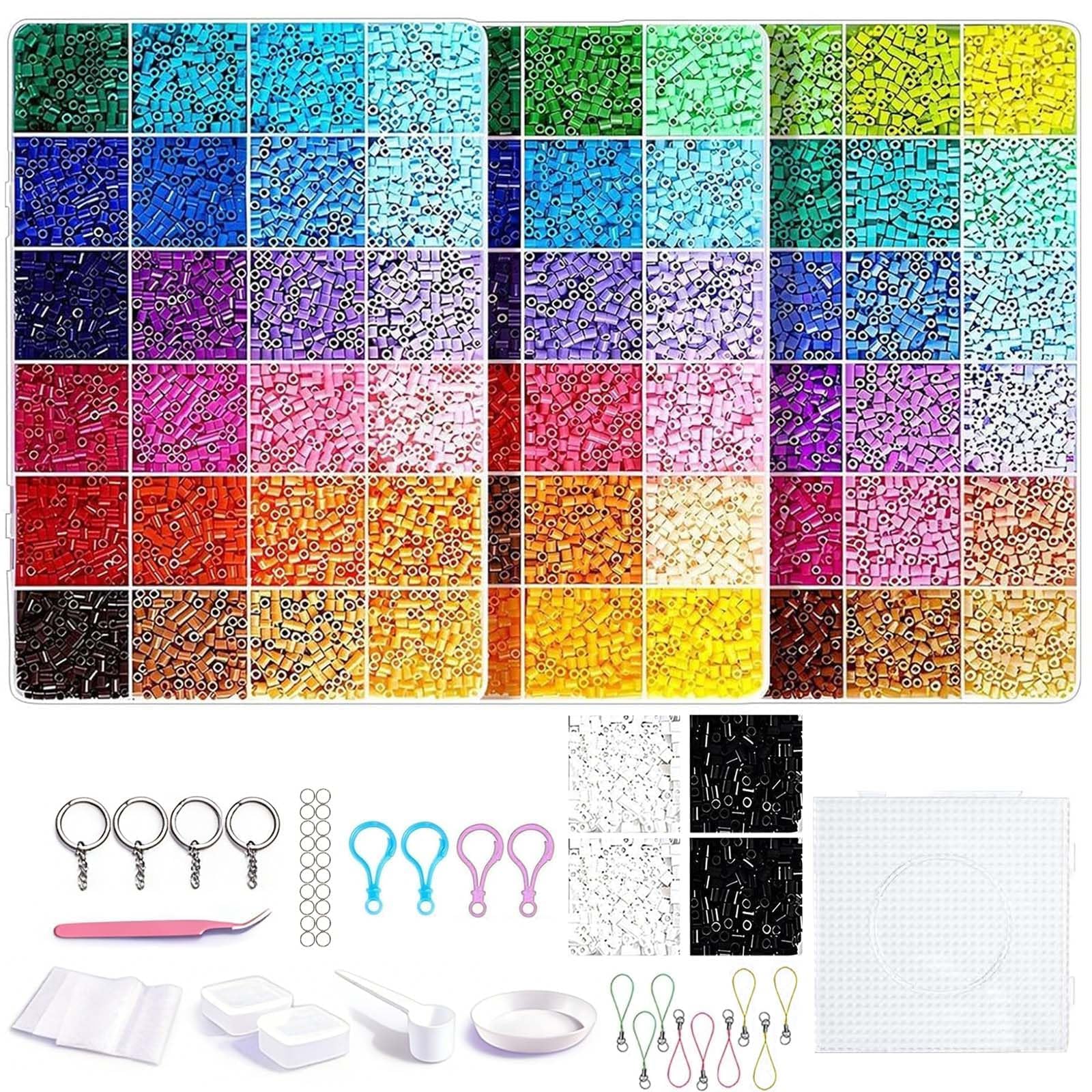 YueXing 2.6mm Fuse Beads Set, 29200pcs 72 Colors DIY Craft Kit with Pegboard, Keyrings & Storage – Complete Creative Art Supplies