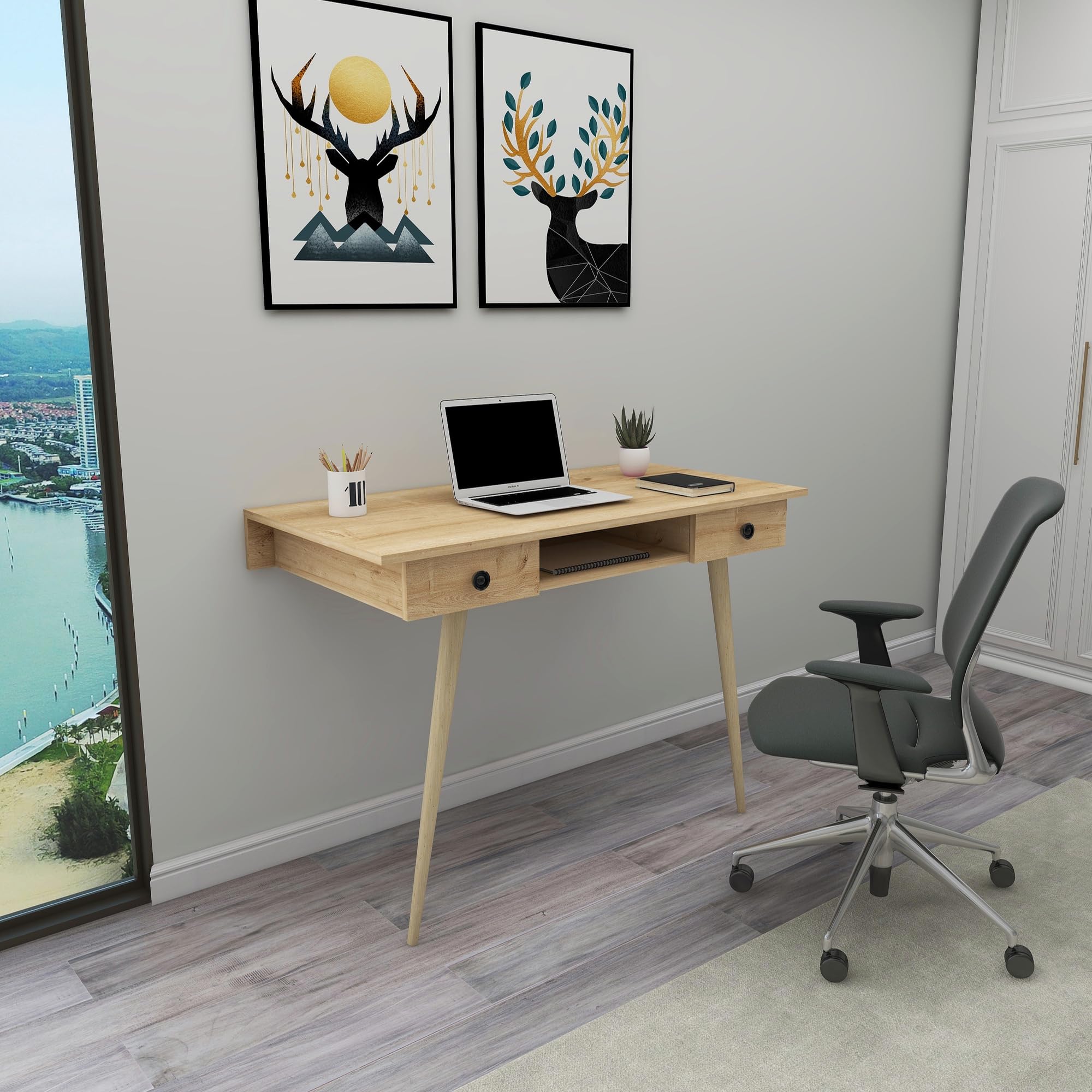 WELL HOME MOBILIARIO & DECORACIÓN Scrivania, 6 x 120 x 60 Rovere Zaffiro, Legno, 85,6x120x60