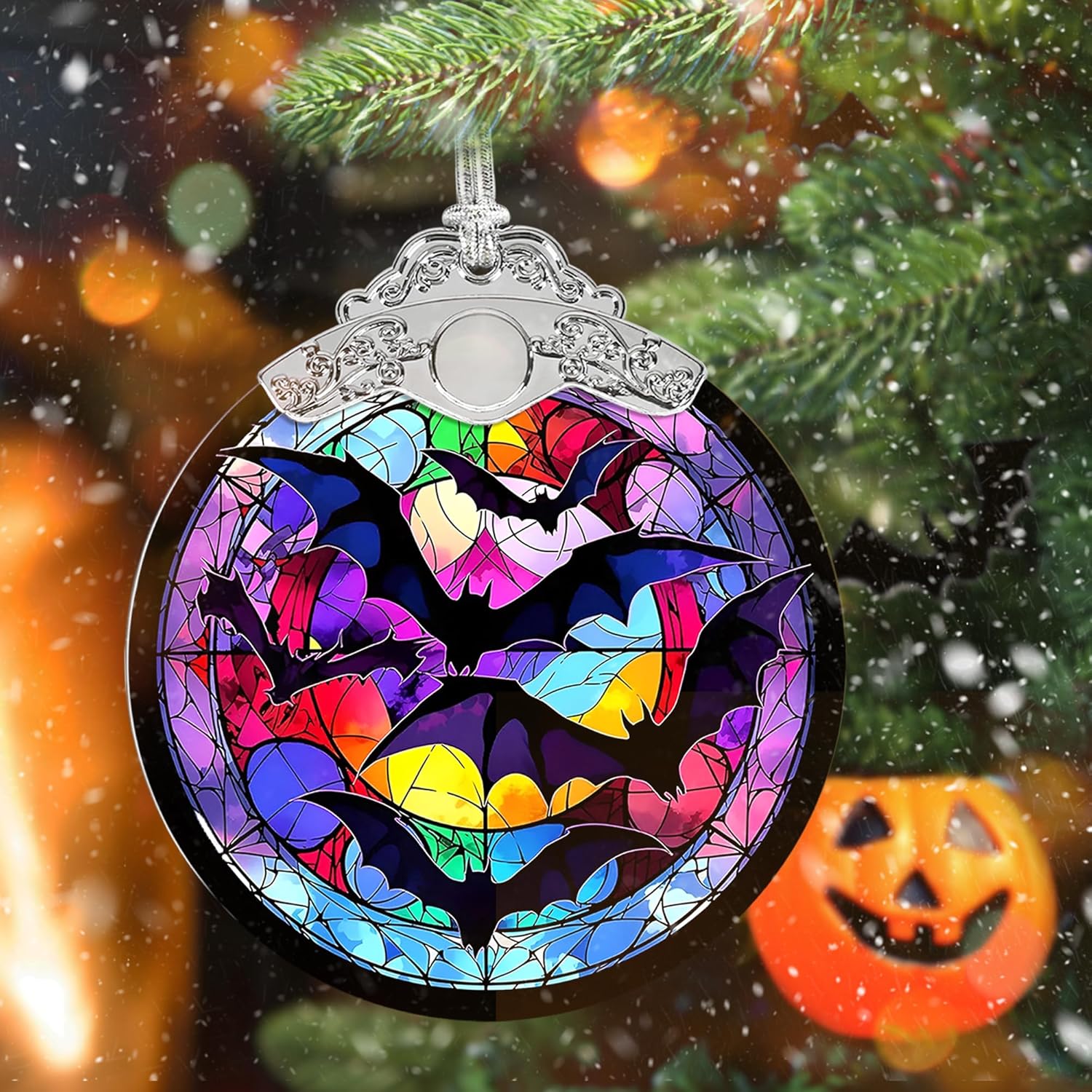 Bat Hanging Ornament Glass Ornament - Christmas & Halloween Decoration - Keepsake Gift - Image 4