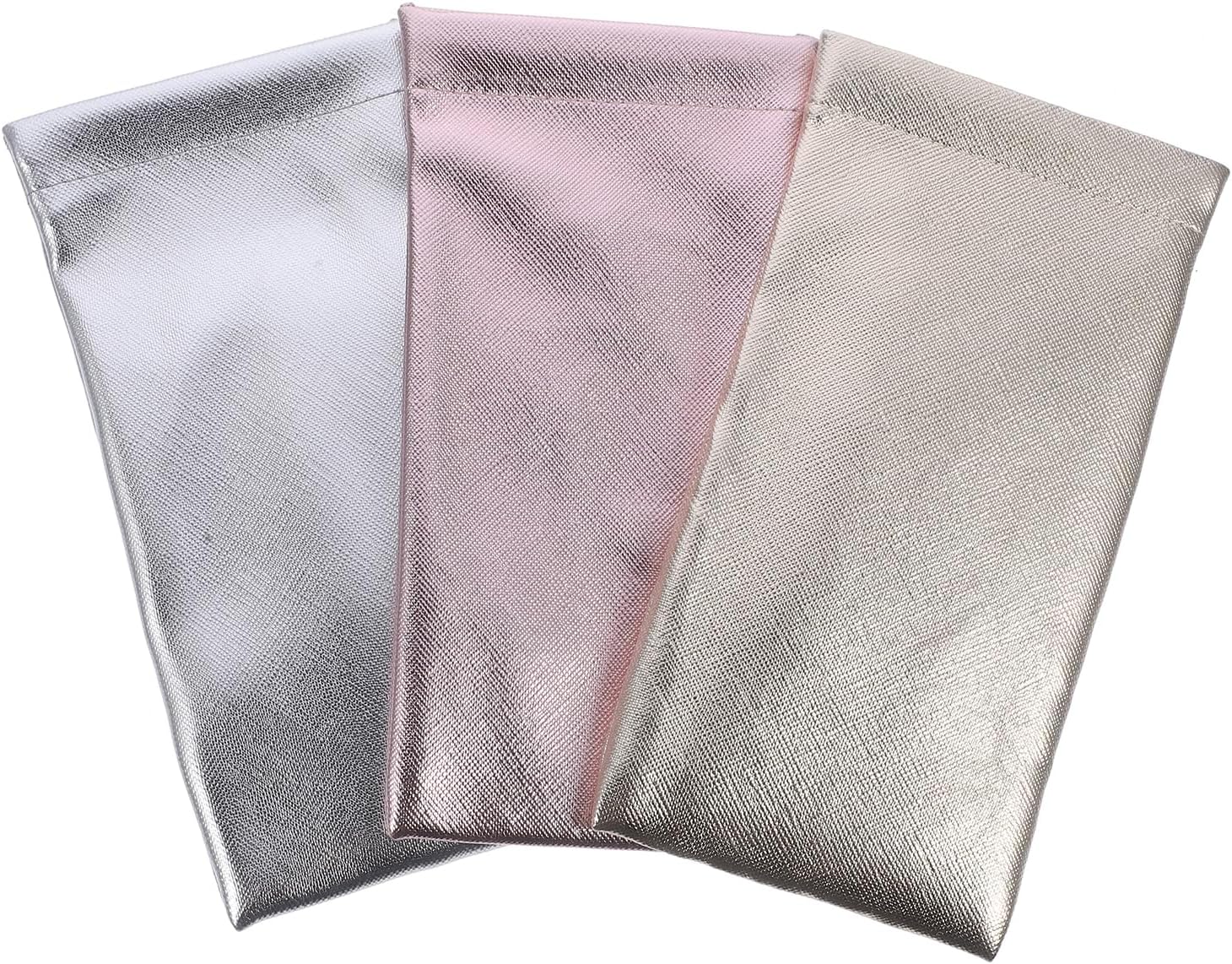 Lurrose3Pcs Glasses Pouch PU Portable Glasses Pouch Leather Waterproof Sunglasses Storage Bags Travel Sunglasses Organizer for Men Women (Golden Pink Silver)