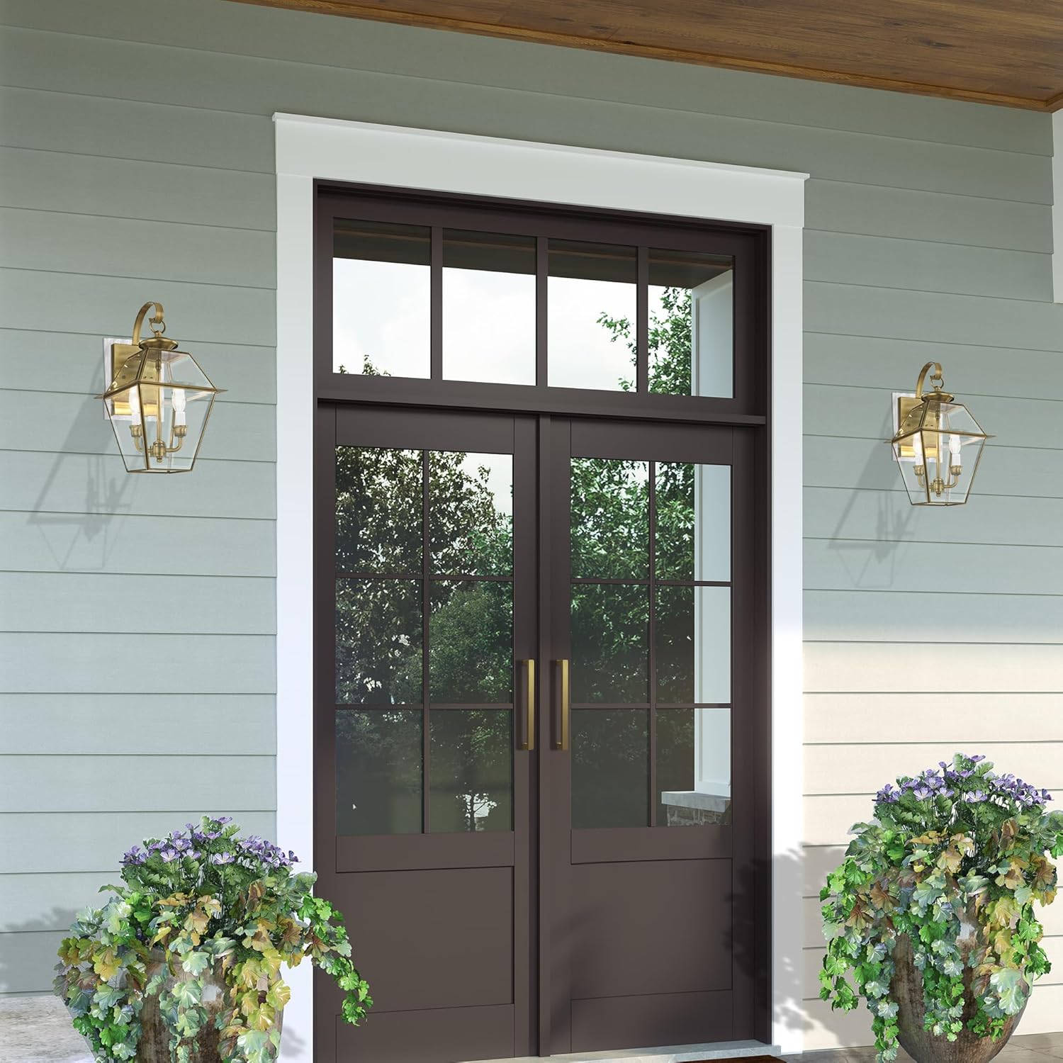 Livex Lighting 2281-01 Westover 2-Light Outdoor Wall Lantern, Antique Brass, 18" x 11" x 11.8"