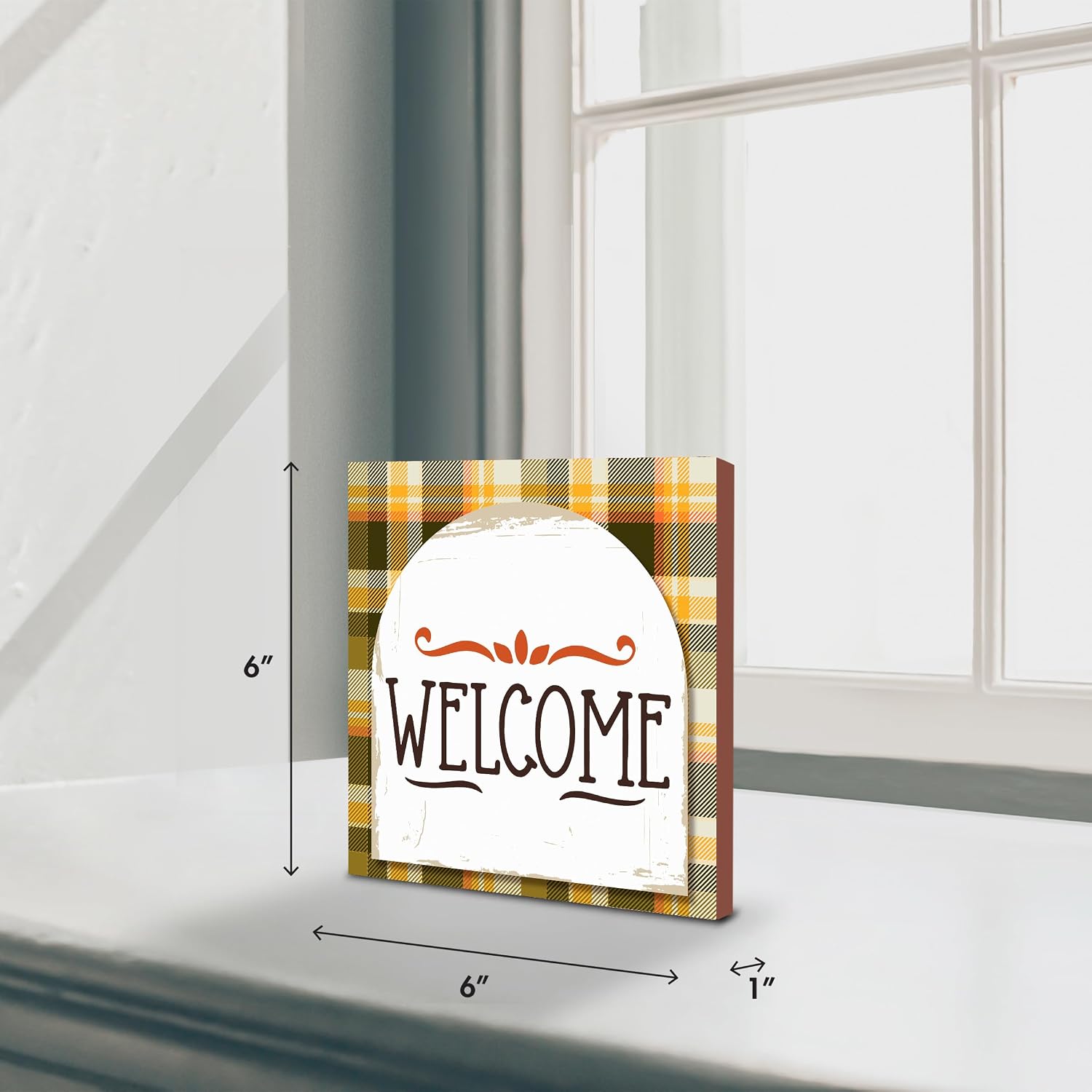 LifeSong Milestones Shelf Sitter for Fall Season Signs Inspirational Tabletop Decoration for Home Office Family Decor (Welcome)