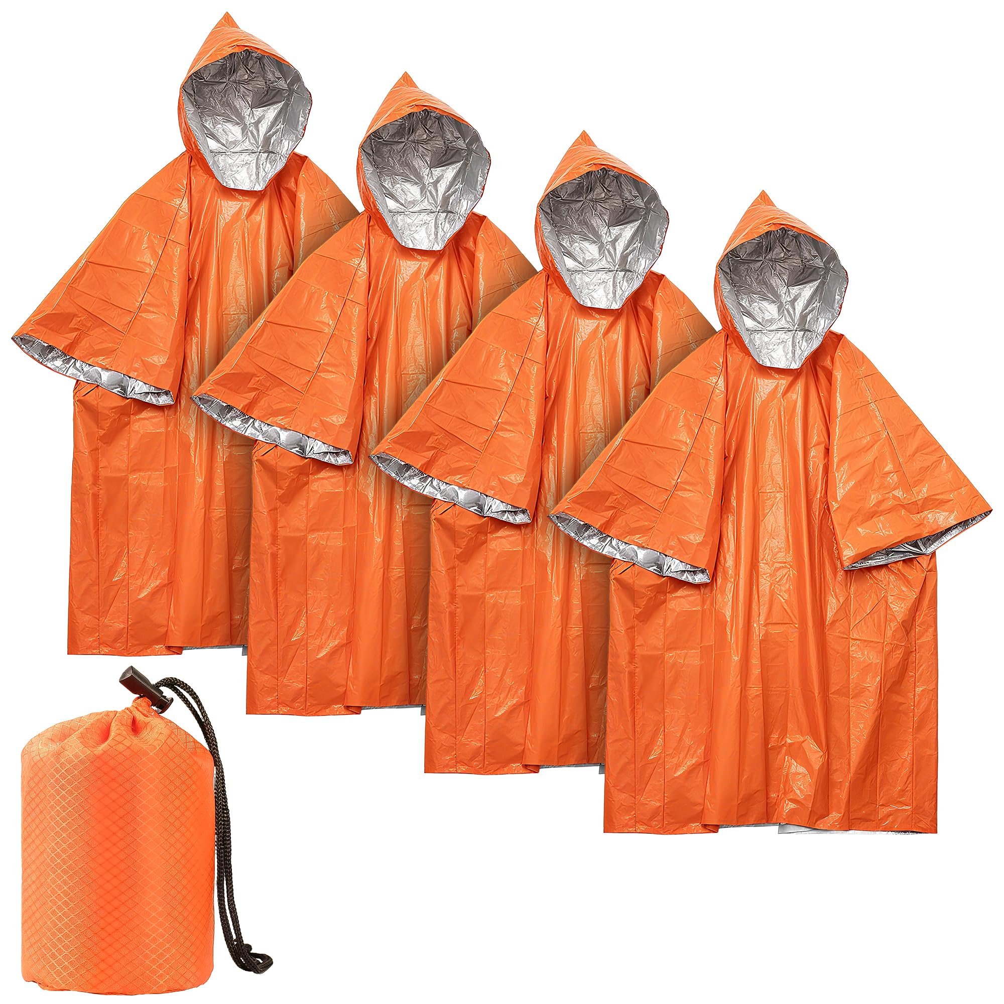 Deecam Poncho Supervivencia 4 Piezas Naranja Impermeable Senderismo