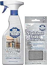 Bar Keepers Friend Stainless Steel Cleaner Spray (25.4 oz) + Microfiber Cloth - Removes Fingerprints and Grime Without Dulling