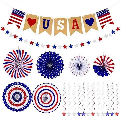 4th of July Decorations Set, 20 PCS Easy Setup Patriotic