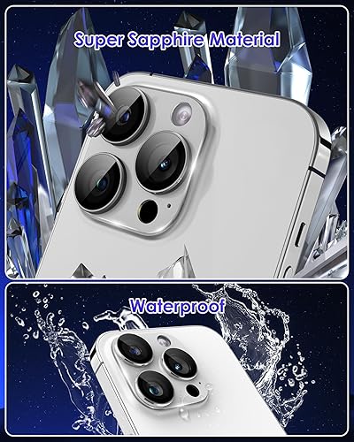 Miniatura 5 de Protector de lente de cámara para iPhone 15 ProiPhone 15 Pro Max metal de cobertura completa Pantalla de vidrio templado 9H, cubierta de cámara
