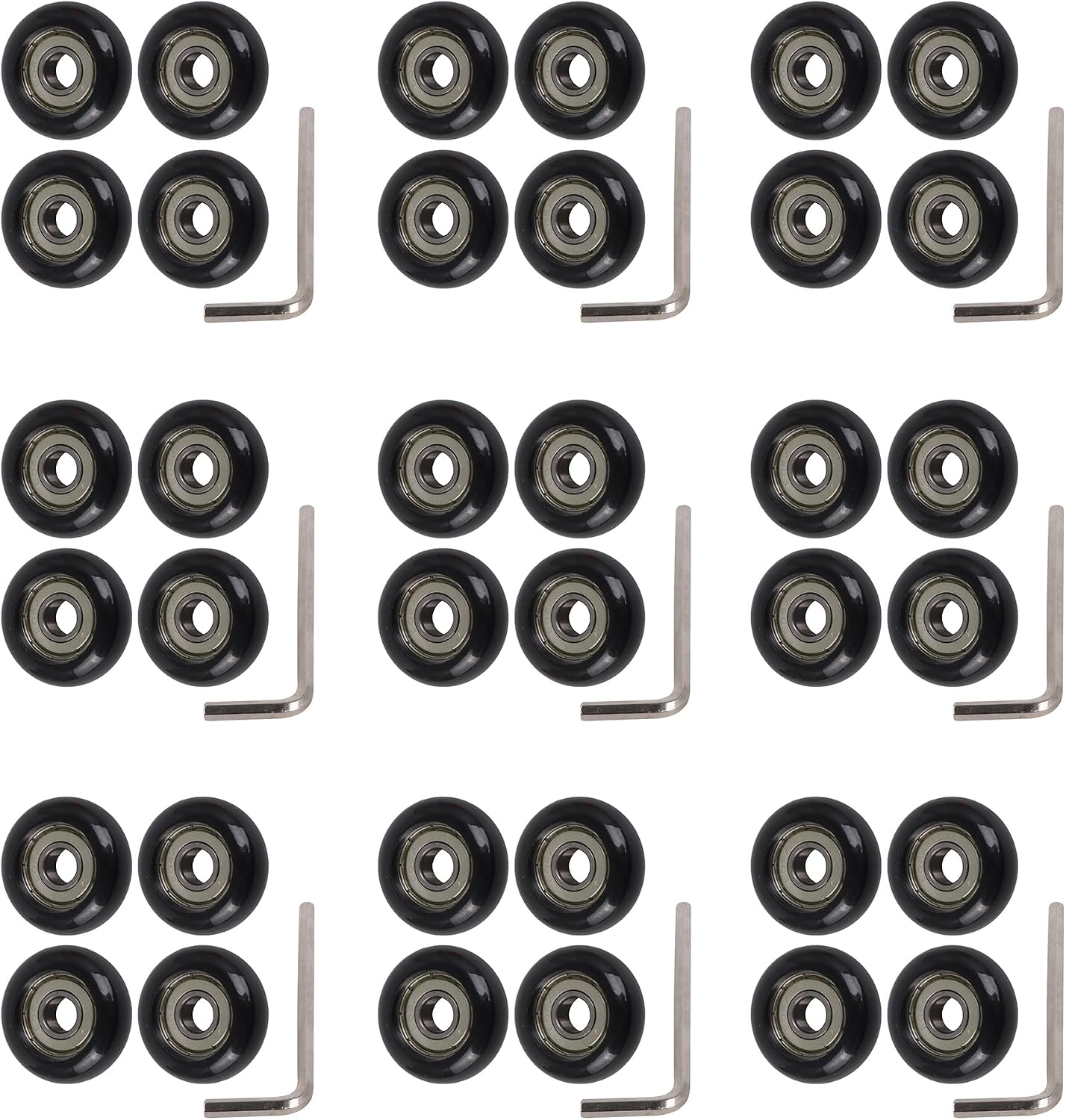 ETFBUY 36 Pieces Roller Idler Bearing Pulley 0.8x3.2x1.2cm Black for Doors Black
