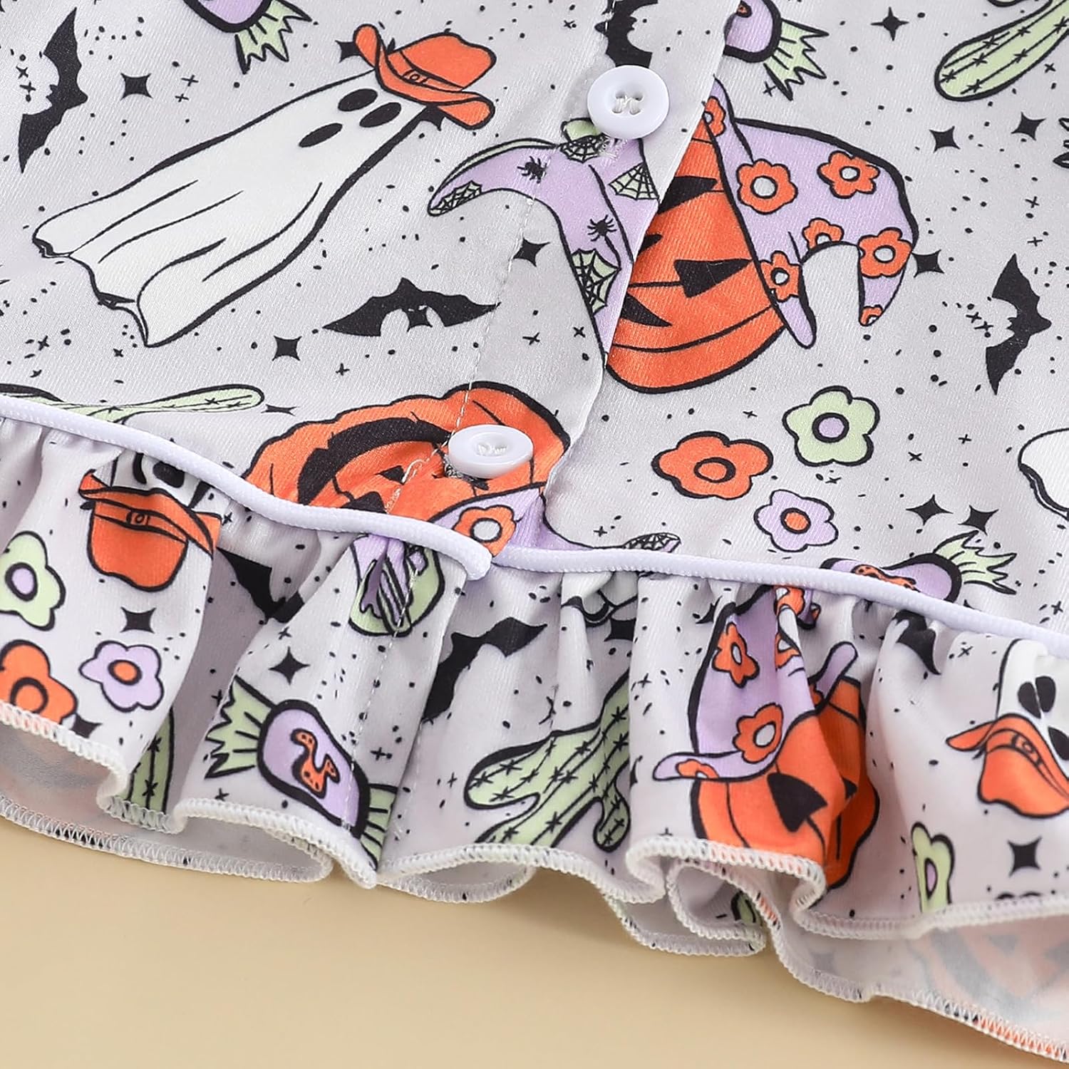 Toddler Girl Boy Silk Halloween Pajamas Pumpkin Long Sleeve Button Down Shirt Pants Fall Pjs Satin Pajamas Nightgown