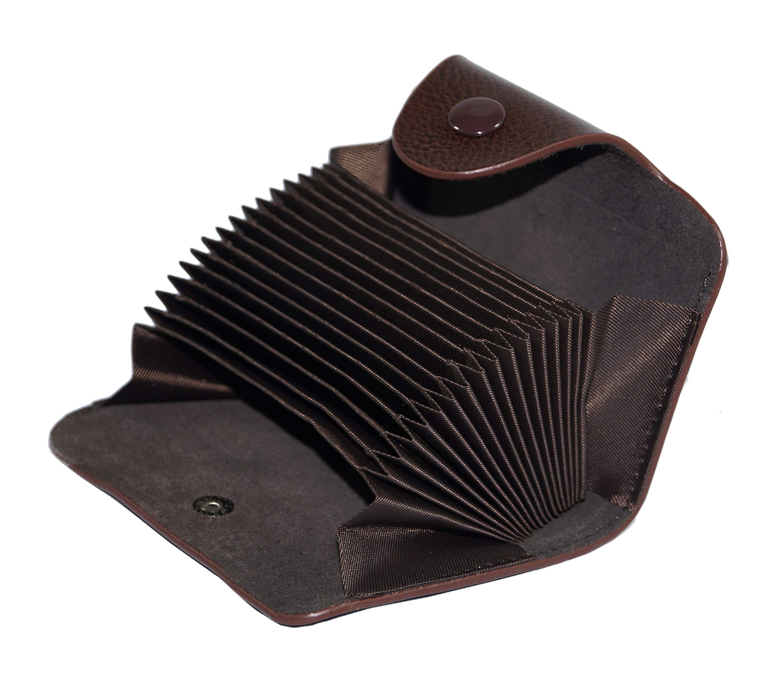 Storite 15 Slots PU Leather Card Holder Wallet, Brown