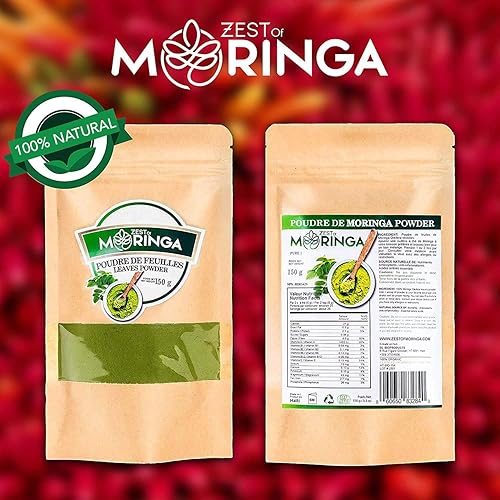Miniatura 4 de Pure Moringa Oleifera Powder - Suplementos de superalimentos verdes, rica vitamina, perfecto para bebidas, té y recetas, hoja 100% pura