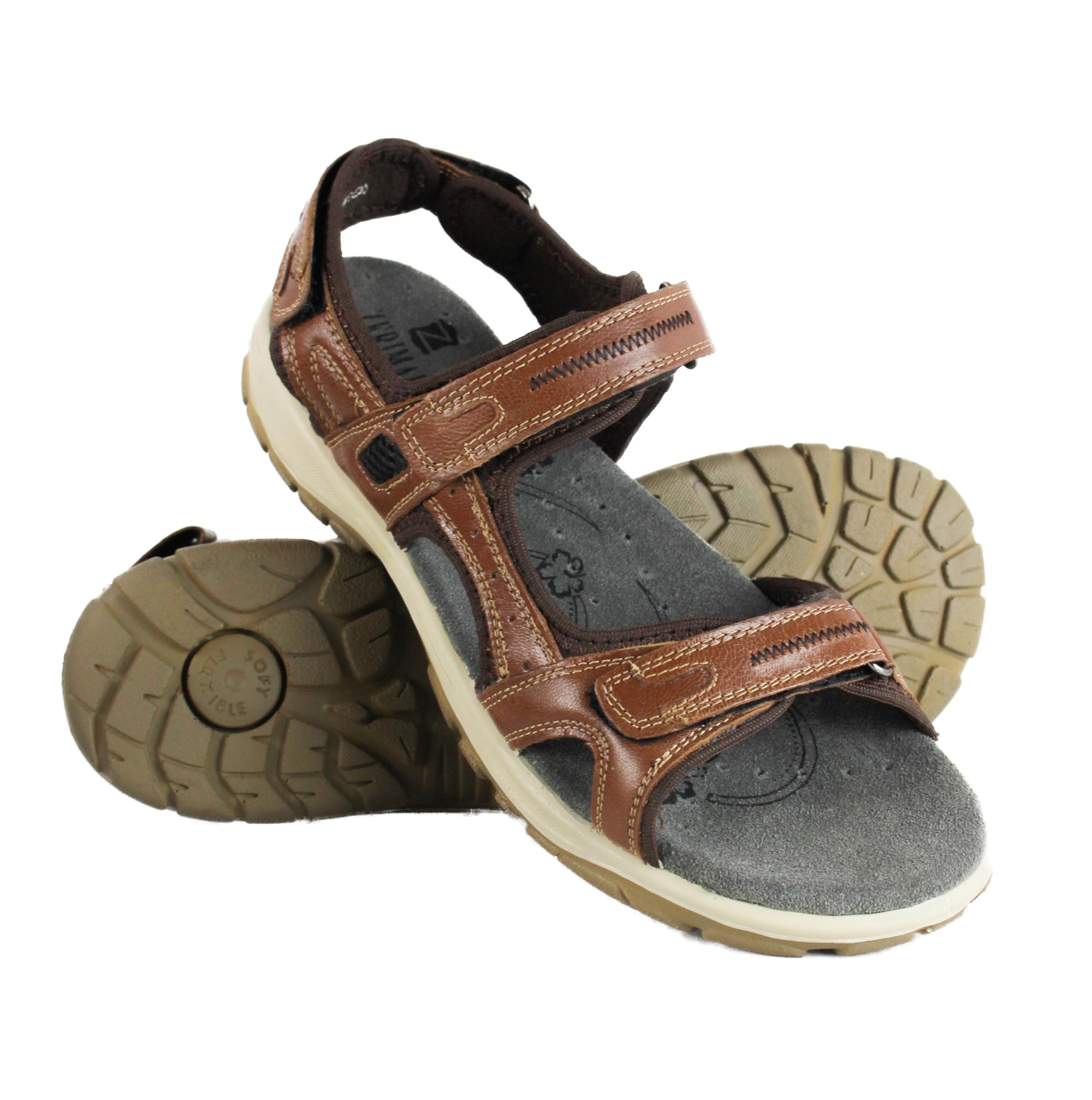 Zerimar Sandales en Cuir Femme - Sandale Randonnée d'Été pour Sport et d'Extérieur - Confortables et Durables