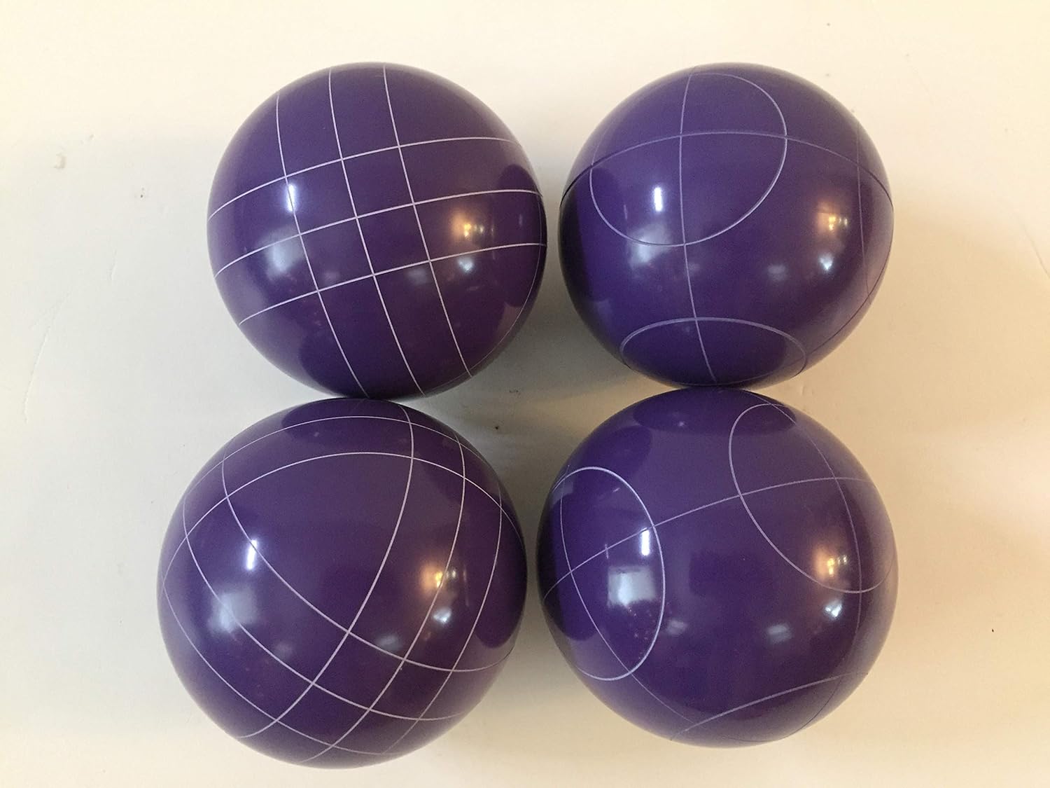 BuyBocceBalls Listing - Pack of 4-107mm Bocce Balls - Purple with 2 Different Scoring Patterns