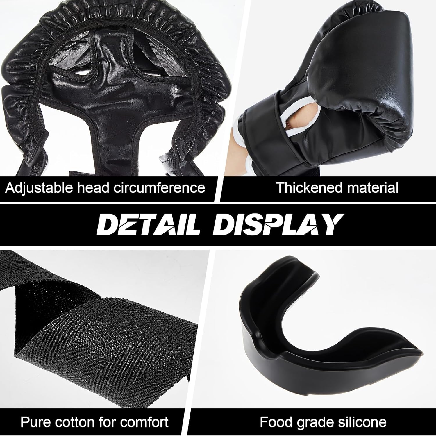 Kanayu 14 Pcs Boxing Gloves and Headgear Set for Beginners Youth 16 Ounce Boxing Gloves Headgear Helmet Hand Wraps Mouth Guards Equipment for Beginners Training Equipment Gifts
