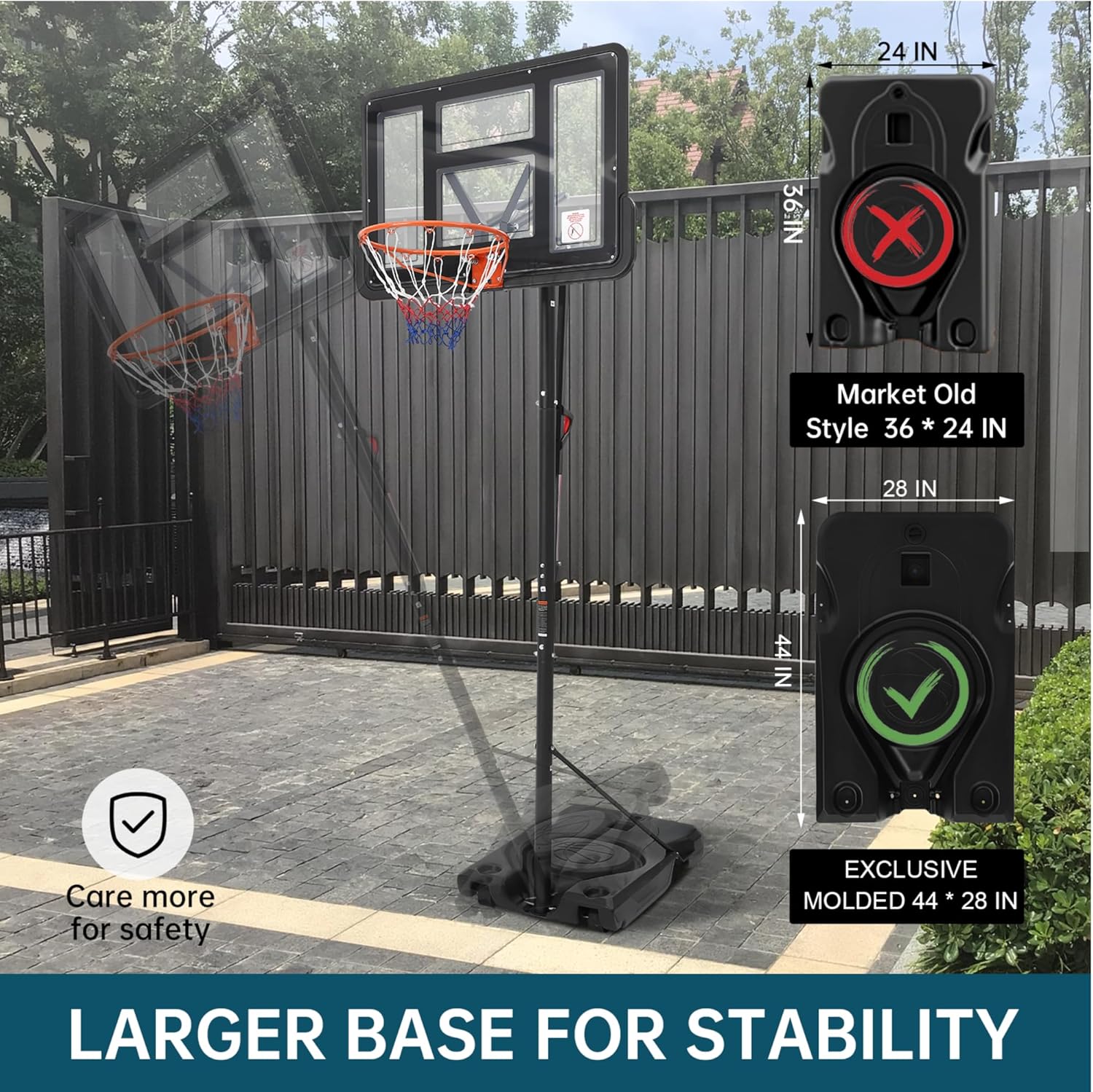 Basketball Hoop Outdoor 10FT Height Adjustable, Portable Basketball Goals & Hoops with PC Backboard and Large Water/Sand Base, Indoor Outdoor Basketball Hoop for Kids Youth Adults Backyard Driveway