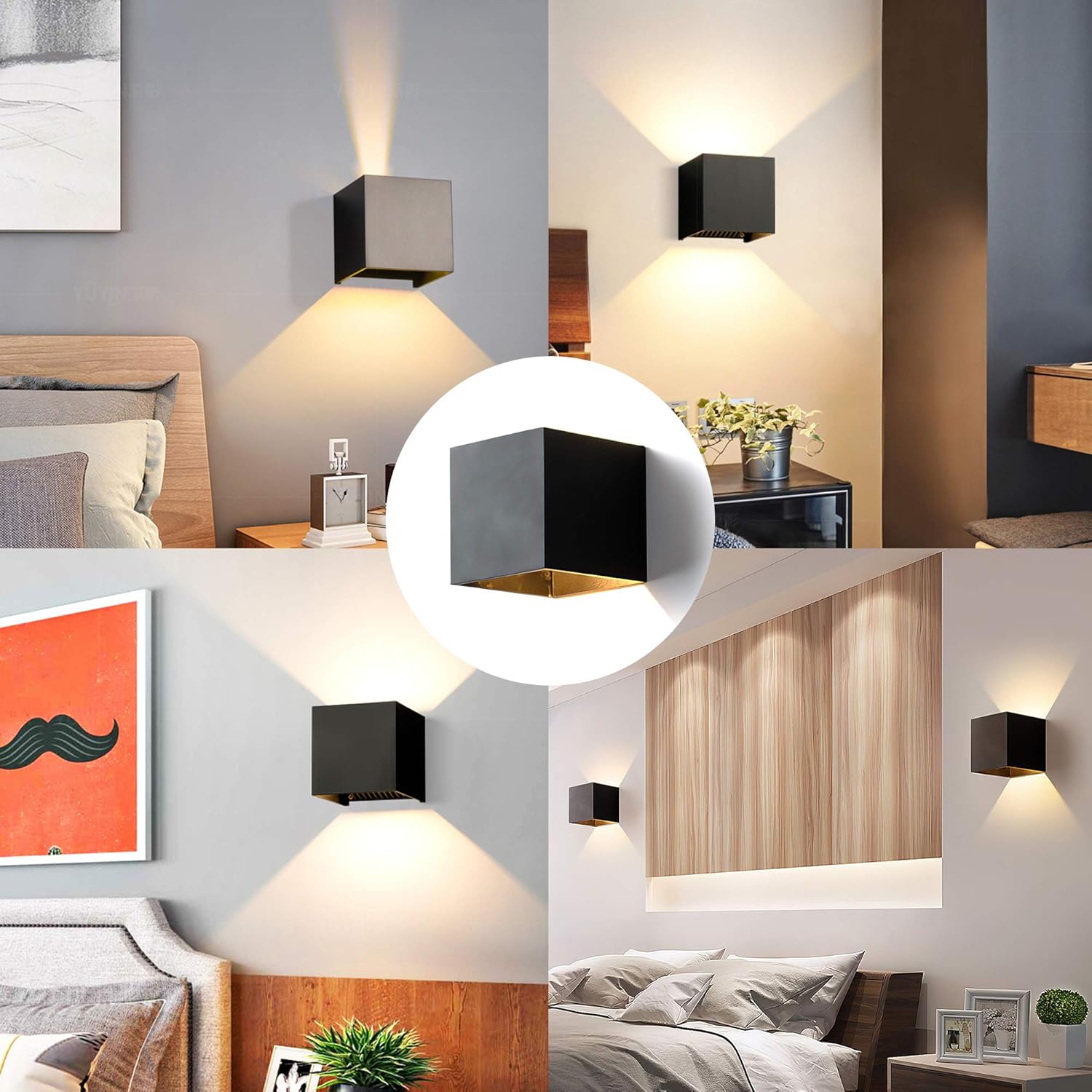 Black Friday Clearance LANFU Aluminum 40W 3000K Indoor Outdoor IP65 Waterproof Wall Lamp Black Modern Wall Sconce LED Lighting Fixture(Black-40W-Larger)