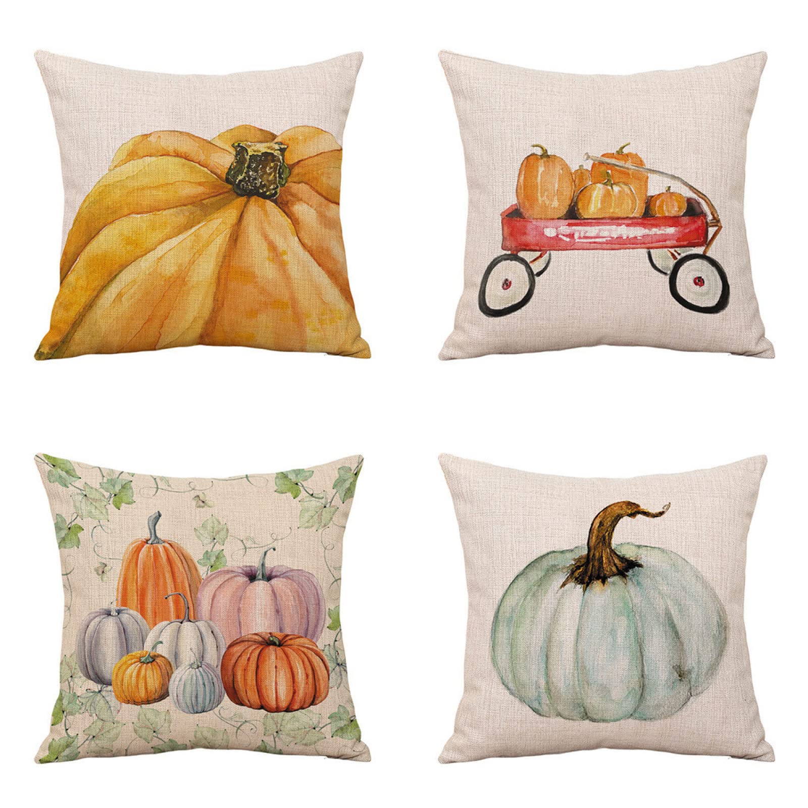 Lin housses de coussin de canapé décoratifs 60x60cm taie d'oreiller citrouille