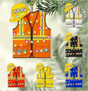 Hyturtle Personalized Construction Ornament 2D Flat Custom Name Safety Vest and Hard Hat Ornament Construction Worker Christmas Ornament 2025 Gifts Contractor Tree Decoration