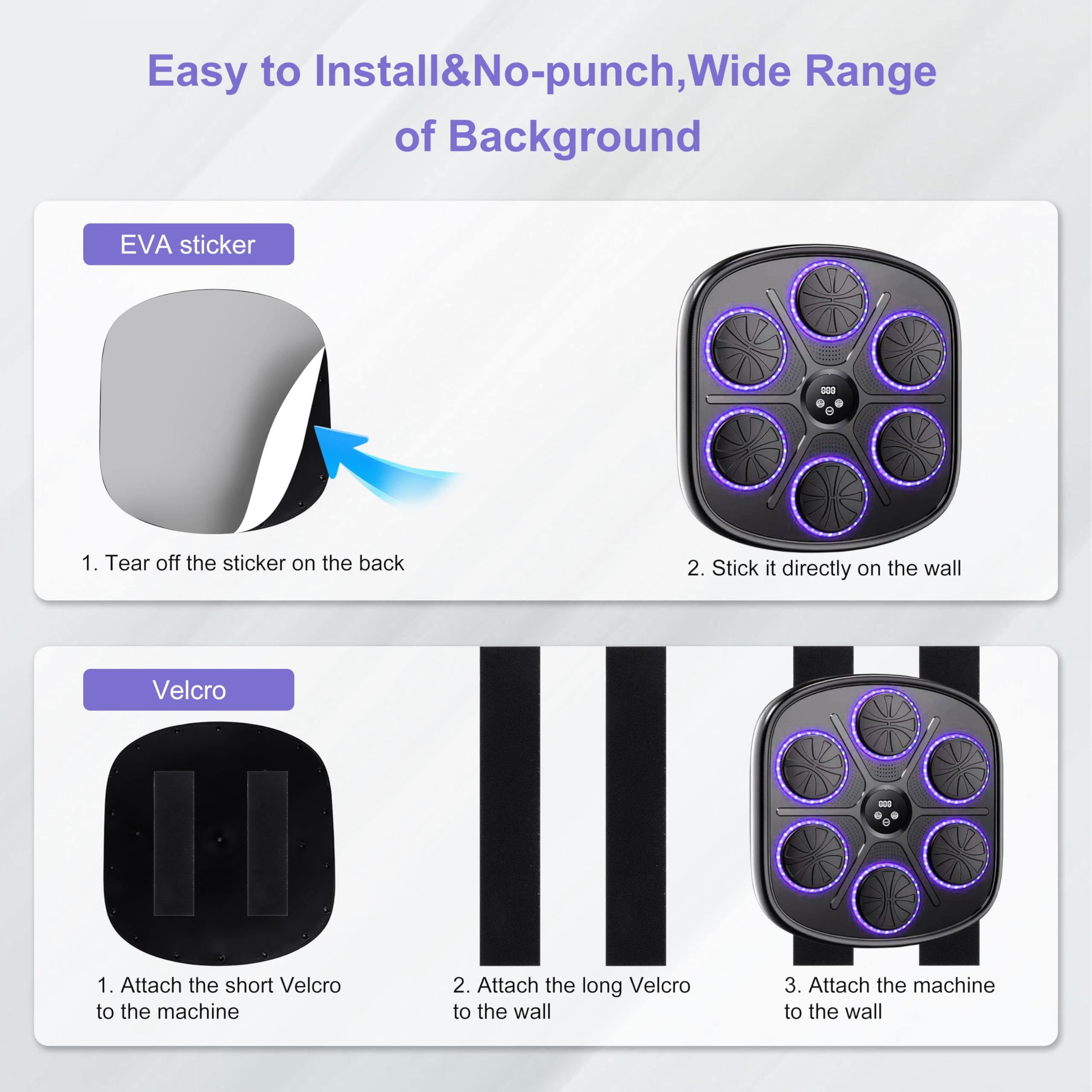Macchina da Boxe Musicale,Supporta Bluetooth, Intelligente Elettronica Boxing Machine Montata a Parete con Luce LED
