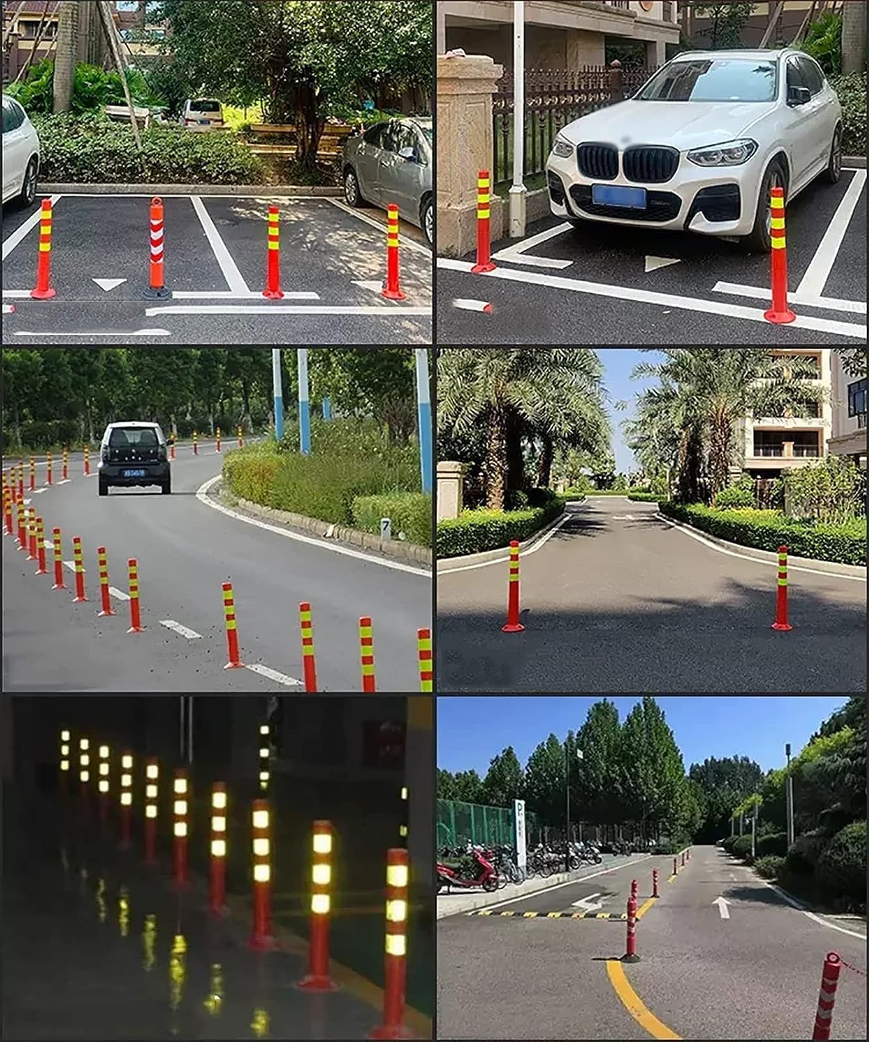 Traffic Delineator Post Delineator Safety Cone Post Commercial Traffic Delineator Posts Red - 1/2/3/4/5/6/8/10/12/16 Pack,Flexible Removable Parking Barrier Poles,for Parks/Garden Pathways/Streets