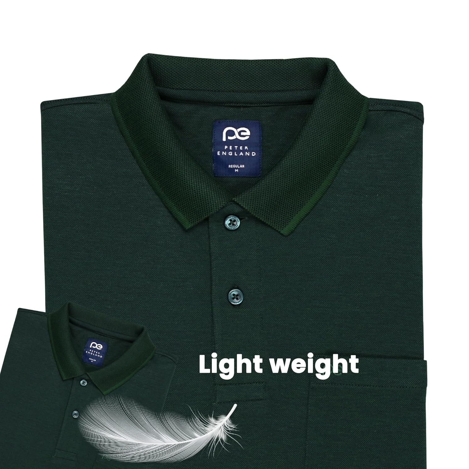 Peter England Men's Premium Regular Fit Half Sleeve Polo T-Shirt with Pocket | Cotton Rich | Birds Eye Interlock Weave - Image 8