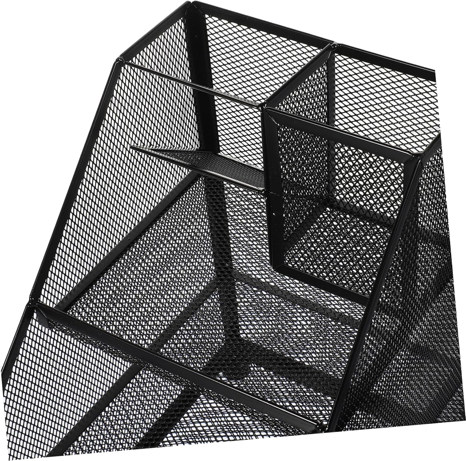 Metal Mesh File Organizer Left Pen Holder Desktop Storage Rack for Office Supplies Sturdy Iron Document Holder Vertical Compartments for Use