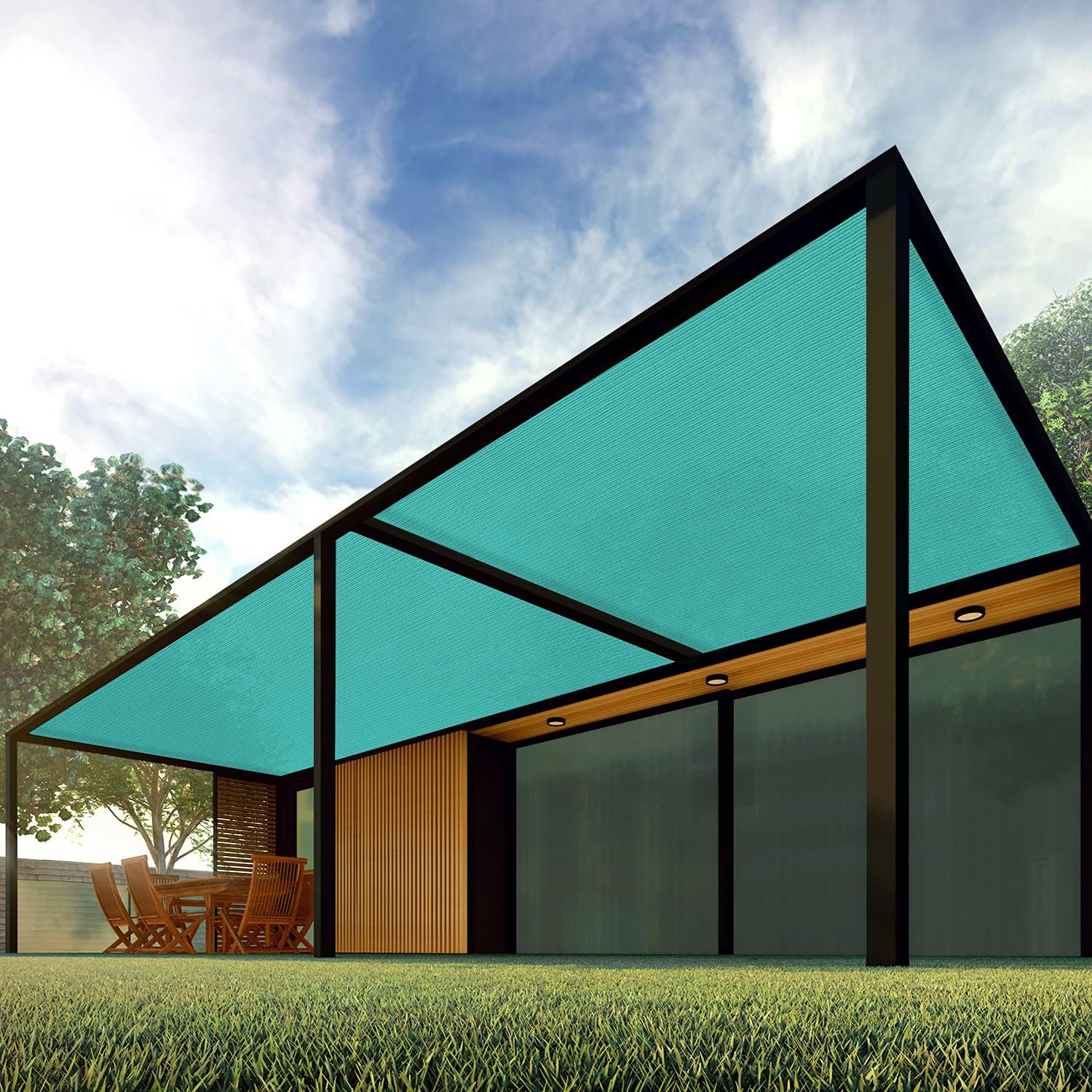 Patio Paradise 8' x 119' Shade Cloth 6/8/12 FT Sun Shade Fabric Roll UV Block Windscreen Canopy Pergola Cover Cloth Sunscreen Fabric for Outdoor Backyard Deck Porch, Turquoise