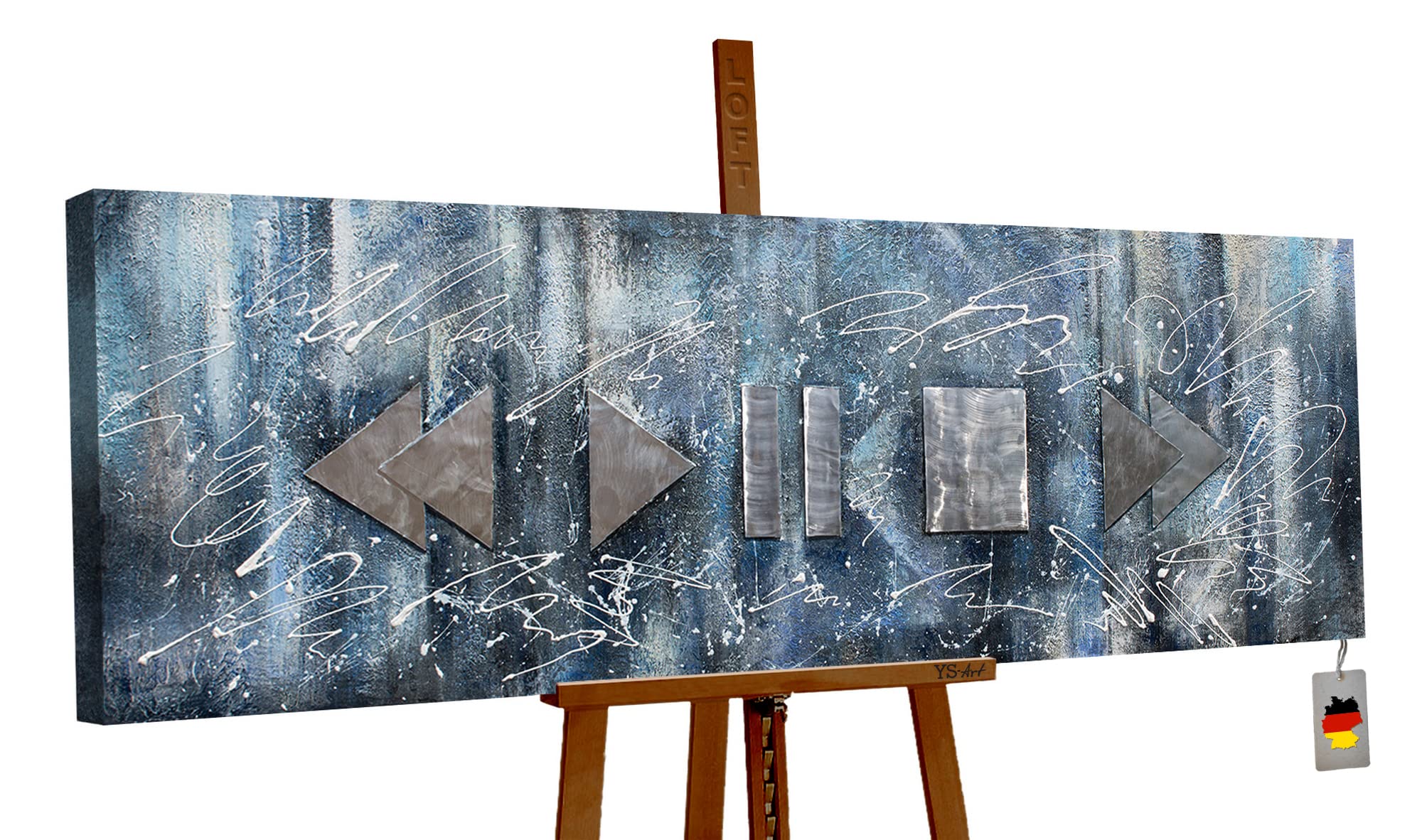YS-Art Loft | cuadro pintado a mano Lebensrhythmus | cuadro moderno acrilico | 150x50 cm | lienzo pintado a mano | cuadros dormitories | único | LT009