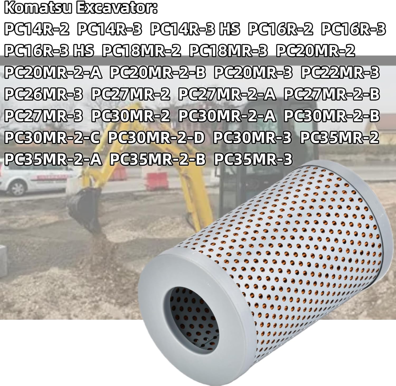 22L-60-22120 Hydraulic Filter Compatible with Komatsu Excavator PC14R-2 PC16R-3 PC18MR-2 PC27MR PC30MR PC35MR Replaces 3EC-66-54170
