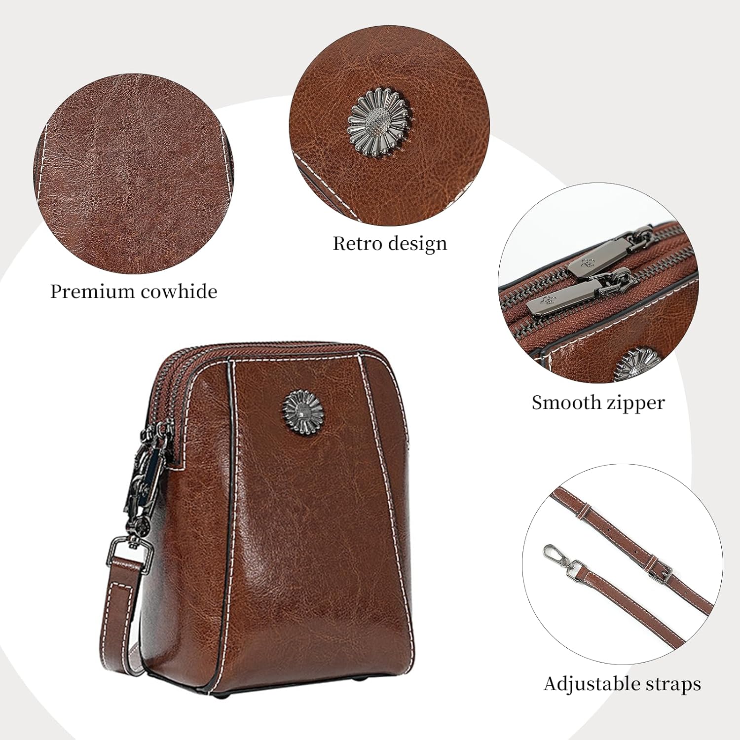 Yohora Women's Handbag Shoulder Purse Genuine Leather Crossbody Satchel Small Cell Phone Wallet