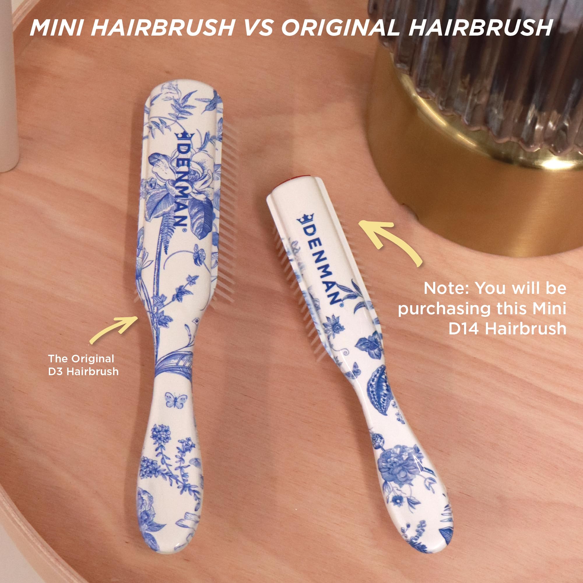 Denman Mini Curl & Blow-Dry Styling Brush – Define Curls, Smooth Frizz & Style Short Hair with Precision, D14 Blue Belle