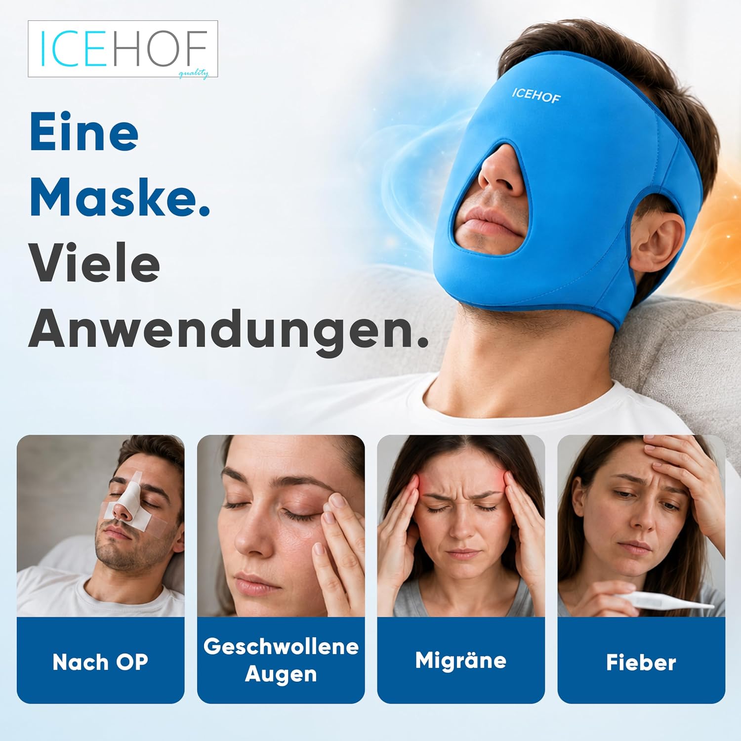 ICEHOF Cooling Mask Face - For Swelling, Migraines & For Cooling After image 3