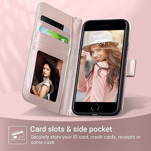 Miniatura 2 de ULAK Funda para iPhone SE 3 Wallet 2022, iPhone 8 Wallet, iPhone SE Wallet 2020, iPhone 7 Flip Case, Funda protectora de piel sintética para iPhone