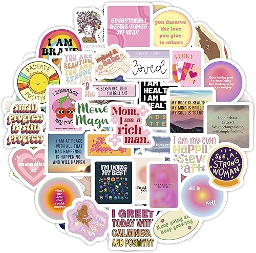 BulbaCraft 100 calcomanías de manifestación para botella de agua y laptop, recuerdos y decoraciones de fiesta de manifestación, calcomanías de