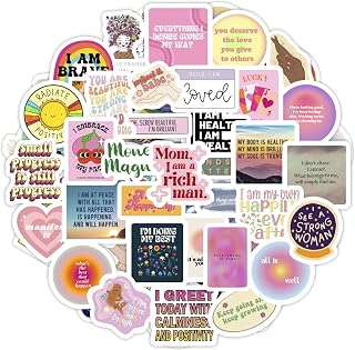 BulbaCraft 100Pcs Manifestation Stickers for Water Bottle and Laptop - Manifestation Party Favors & Decorations, Waterproof Vinyl Decals, Motivational and Inspirational Stickers, Gifts for Women & Men