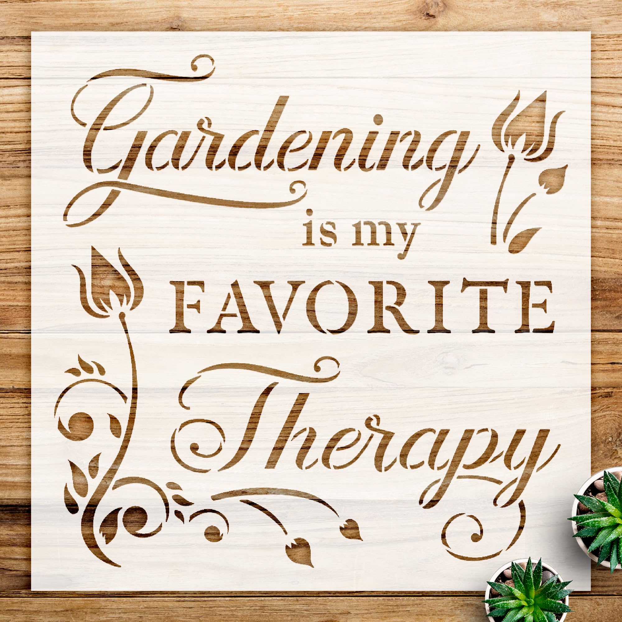 Gardening Therapy Stencil Pattern for Wood Signs and Crafts, Reusable Mylar Template, Ideal for DIY Projects and Home Decor - Size A4 (8.5