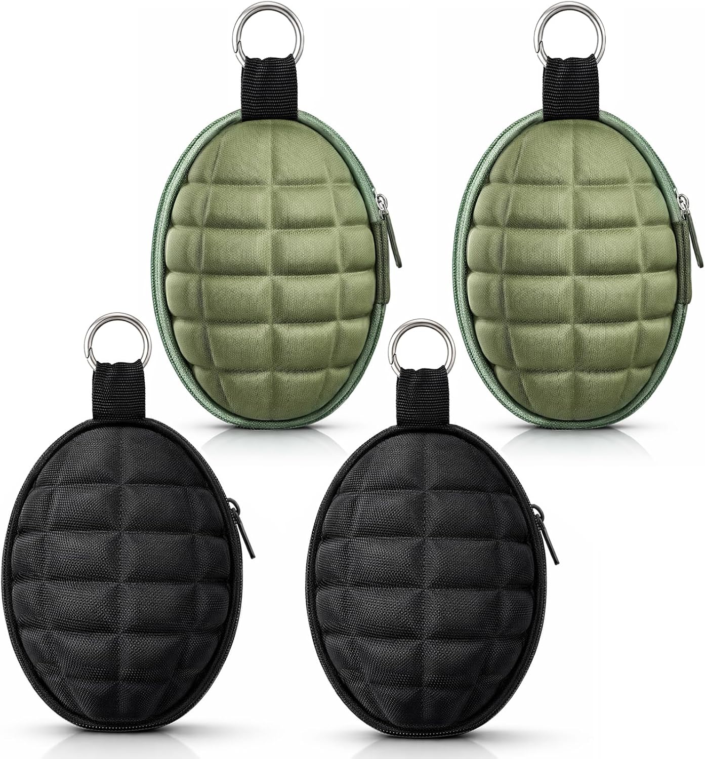 Hsei 4 Pack Grenade Zippered Key Chain Pouch Waterproof Oxford Cloth Hand Grenade Shaped Coin Money Change Pocket Pouch Holder for Outdoor Recreation Hiking Tourism Trekking Fishing Cycling Hunting