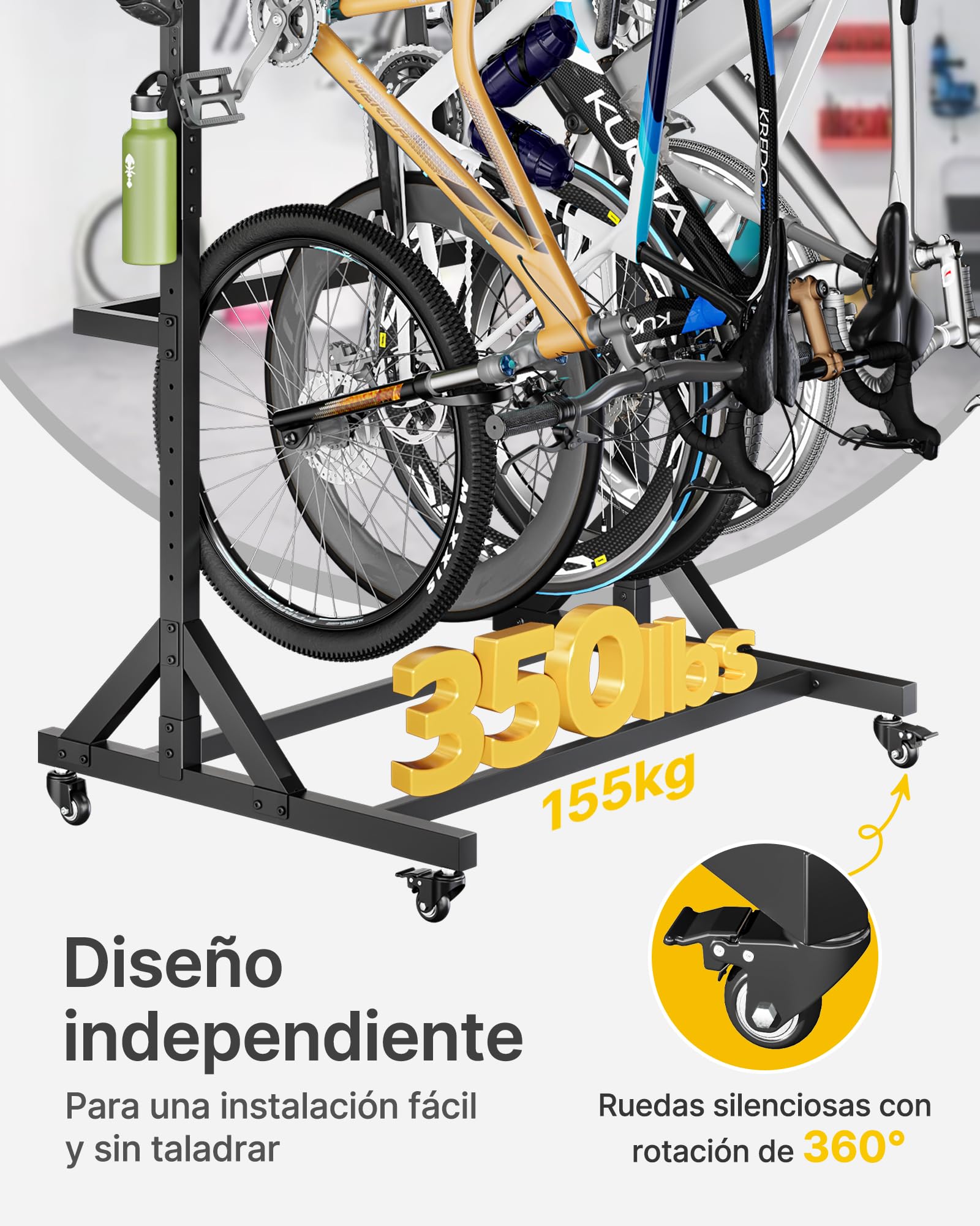 monTEK Portabicicletas Para 5 Bicicleta, Carga Máx 155 Kg