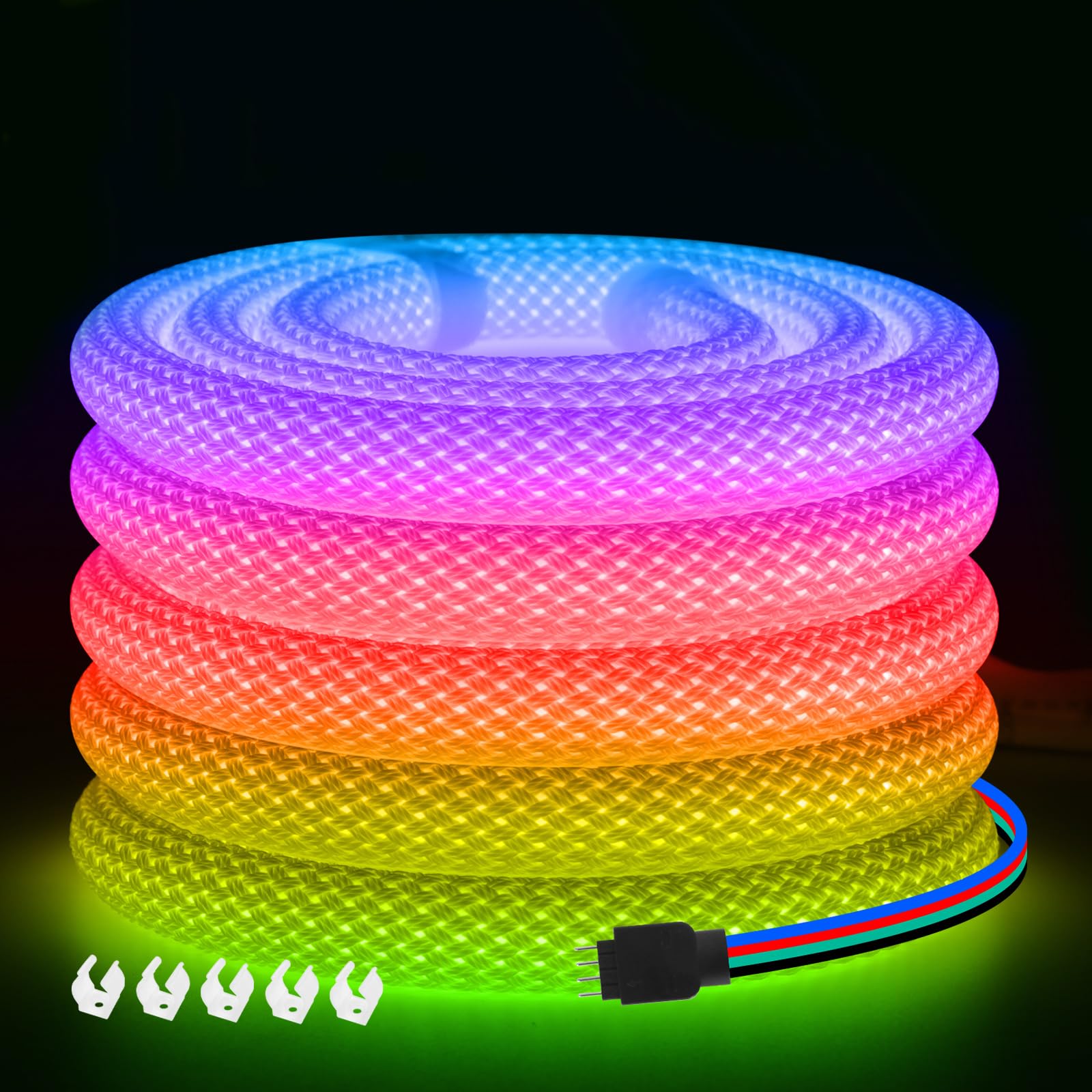 24V RGB LED Neon Flex Light – Ø16mm, SMD3535, 240 LEDs/m, IP67 360°RGB LED Band Schlauch Lichtband für Weihnachten, Hochzeiten, Werbung & Architekturbeleuchtung(7M)