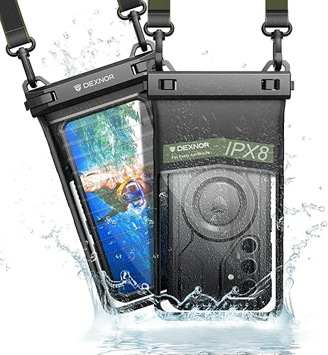 Dexnor Funda impermeable IP68 para teléfono, funda universal 3D para teléfono celular con cordón ajustable de doble gancho para iPhone 15 14 13 12