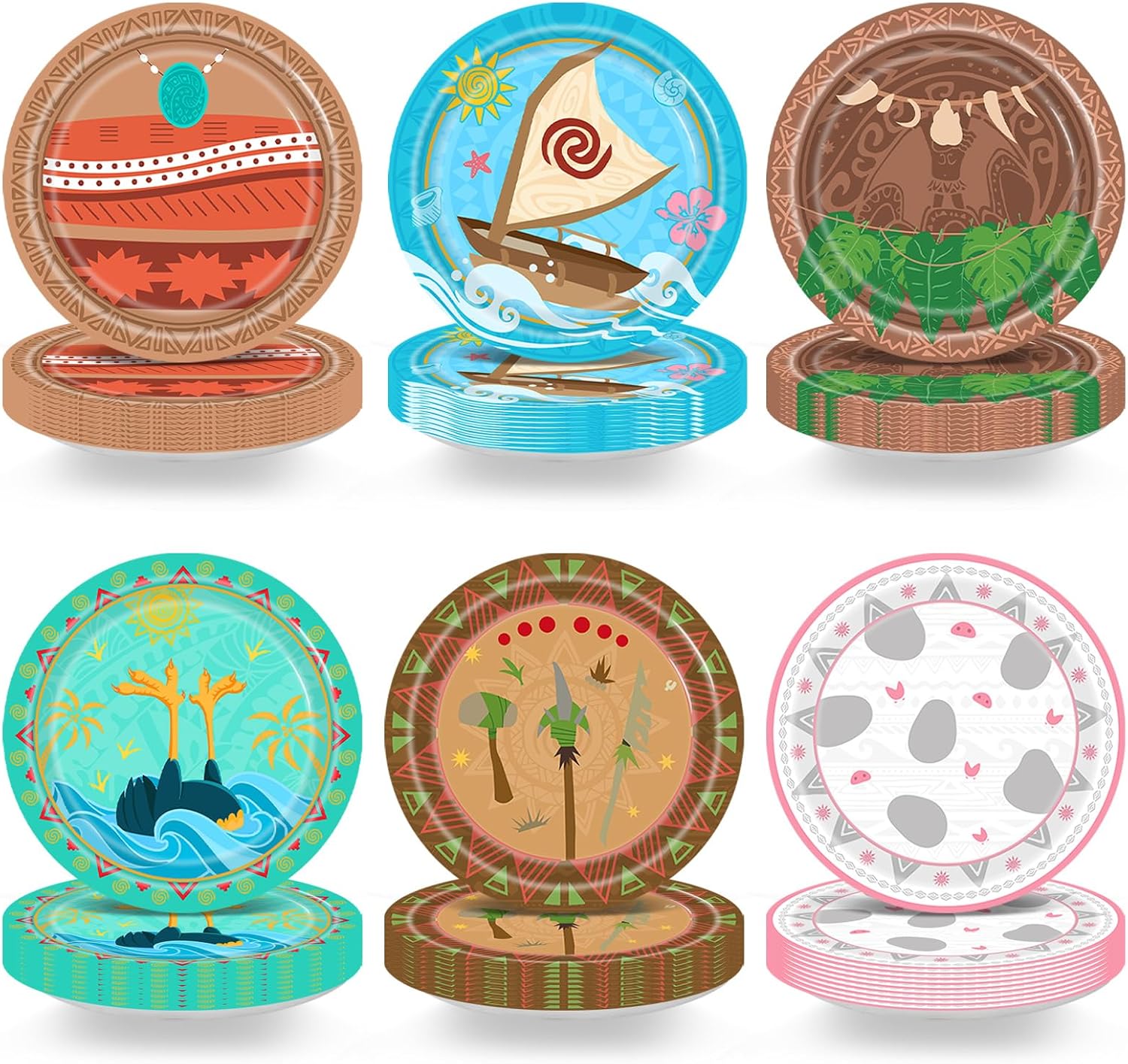 60Pcs Ocean Party 9''Plates, Cartoon Beach Theme Party Supplies, Hawaii Disposable Plate Party Decorations for Baby Shower Birthday Party Decorations Supplies