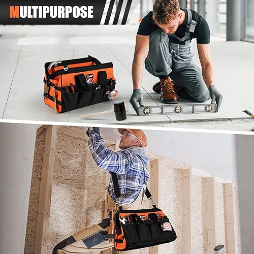 Miniatura 7 de Bolsa de herramientas resistente de 15 pulgadas, 16 bolsillos, portátil, suave, organizador de almacenamiento, asa táctica, caja de herramientas