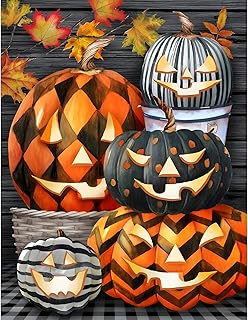 Halloween Diamond Painting Kits - Fall Pumpkin DIY Full Round Drill Diamond Art Painting Kits for Adults, Diamond Dot Art Paintings Paint with Diamonds Gem Art Kits for Beginners Craft 12x16inch