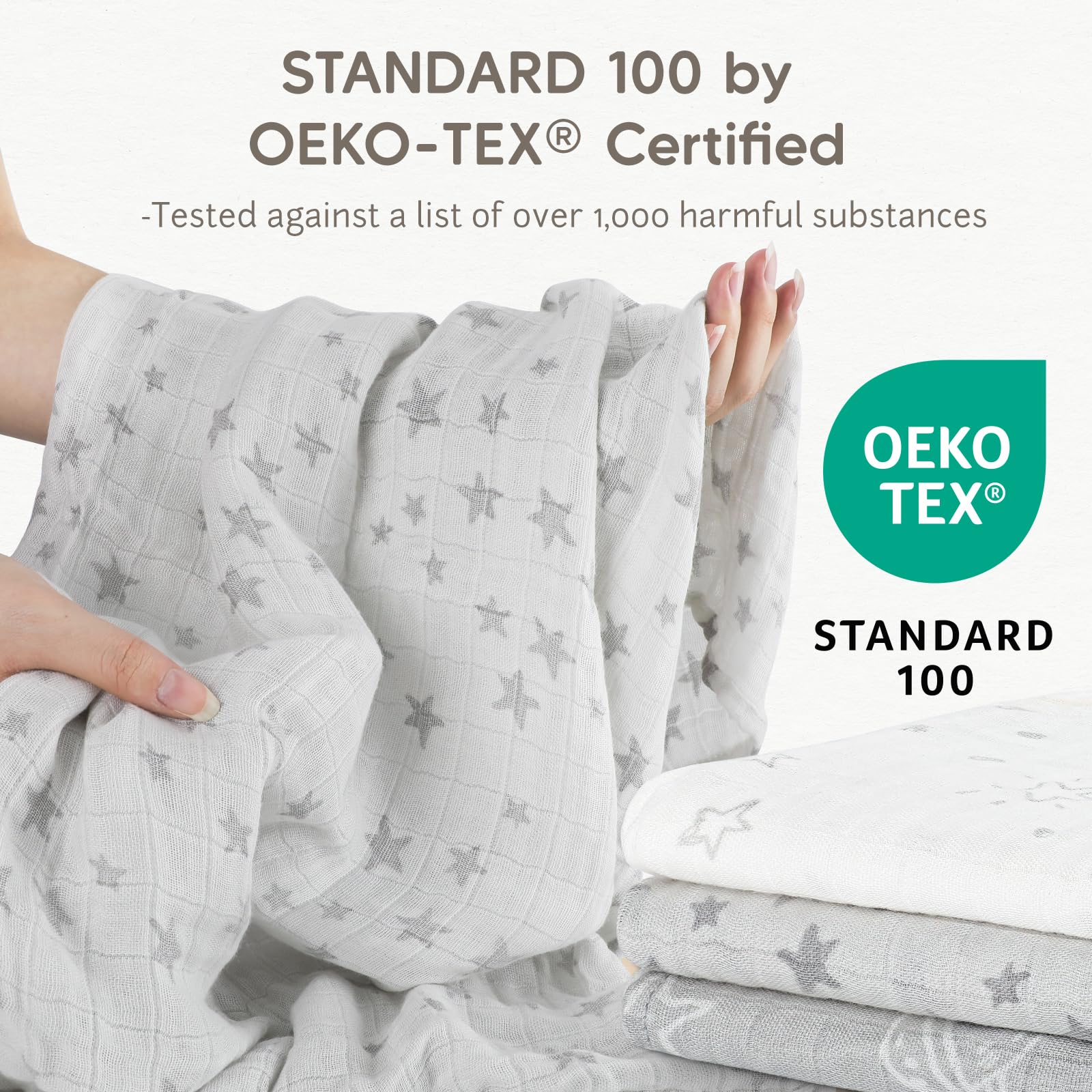 Maliton Mussole Neonato, 6 Pz 70x70cm -Panni in Mussola morbidi, assorbenti e traspiranti per pulire, asciugare, coprire i neonati