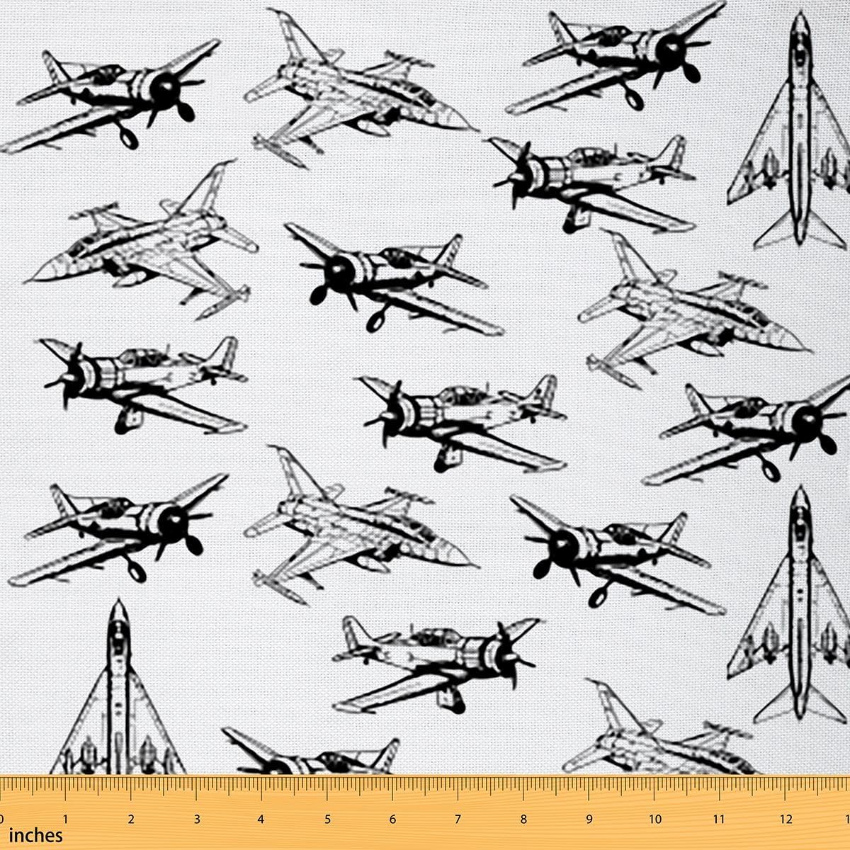 Feelyou Aircraft Fabric by The Yard 5 Yards Airplane Print Decorative Waterproof Outdoor Fabric for Chairs Sofa Couch Home Decor Upholstery Fabric Aircraft Flying DIY Reupholstery Fabric